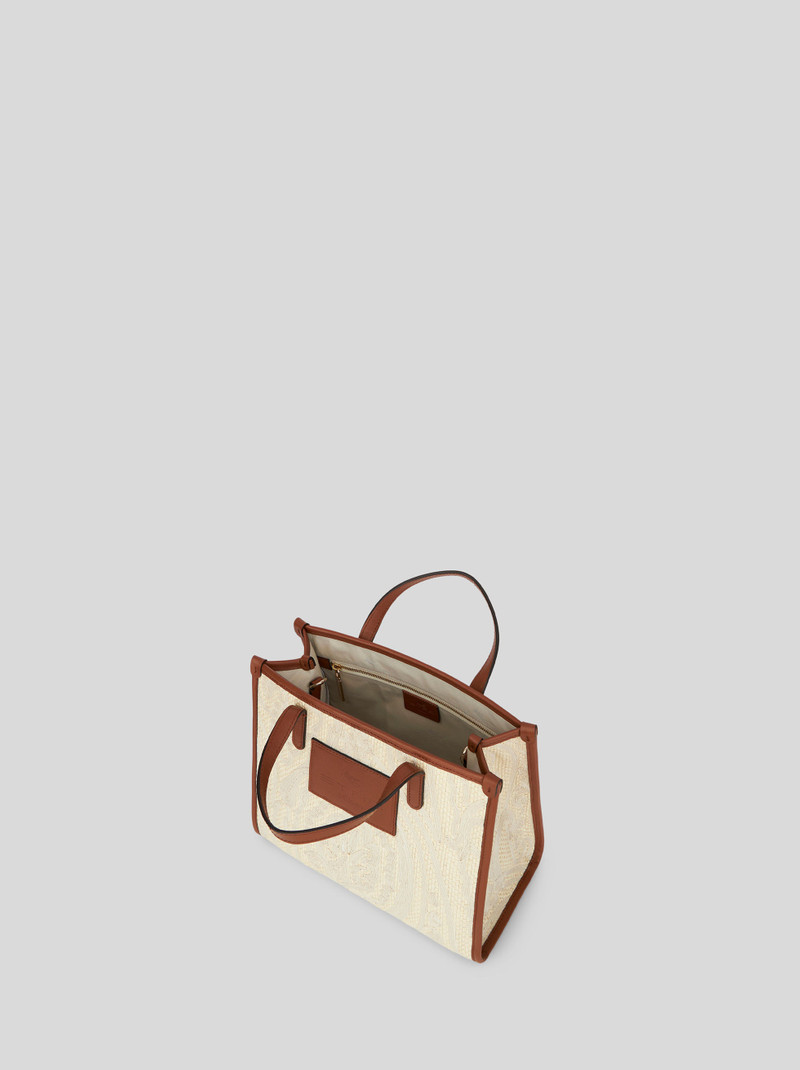 MEDIUM RAFFIA SHOPPING BAG WITH PAISLEY EMBROIDERY 4
