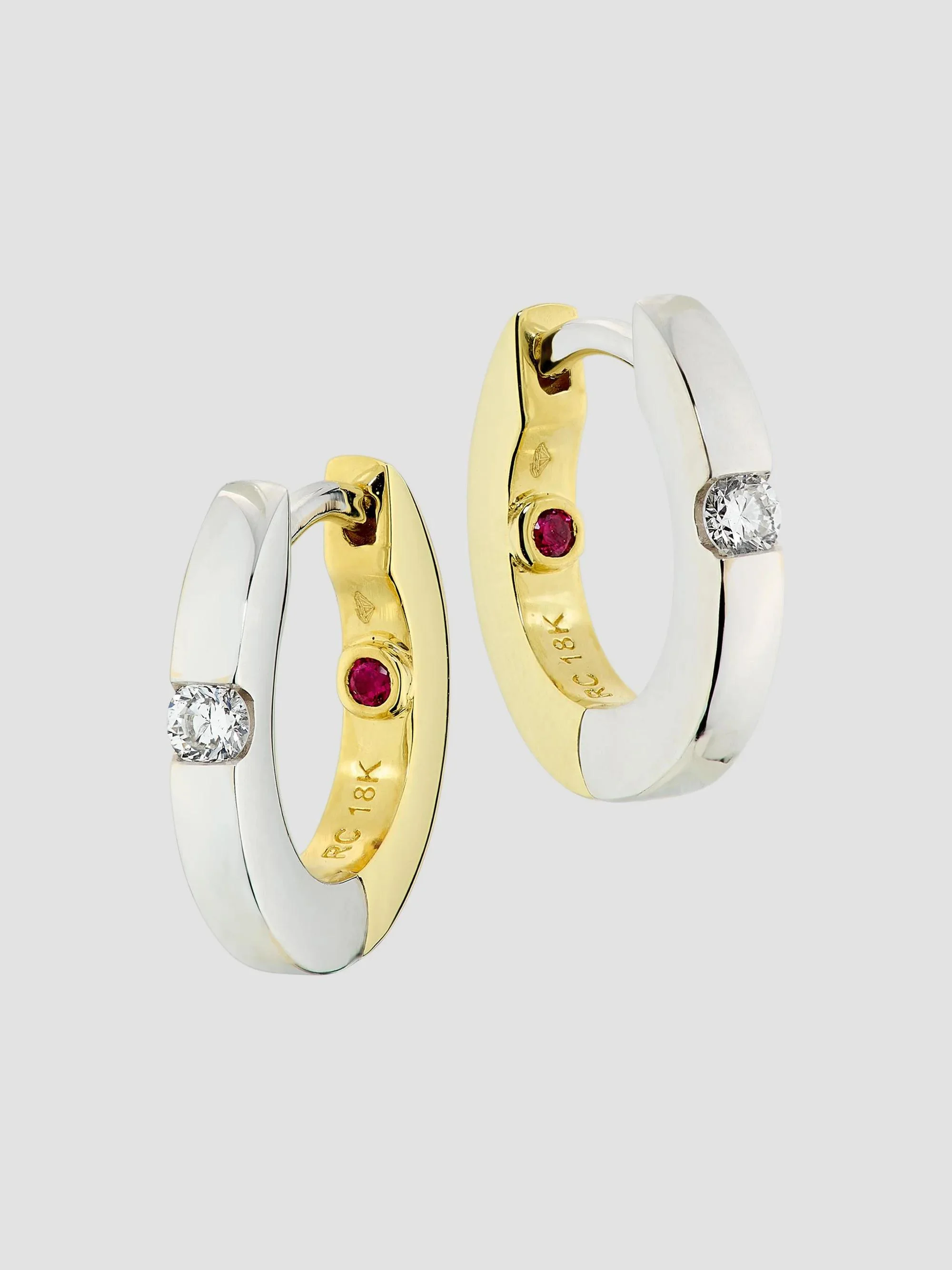 Women's Tiny Treasures Two-Tone 18K Gold & 0.08 TCW Diamond Huggie Earrings - Yellow Gold - 1