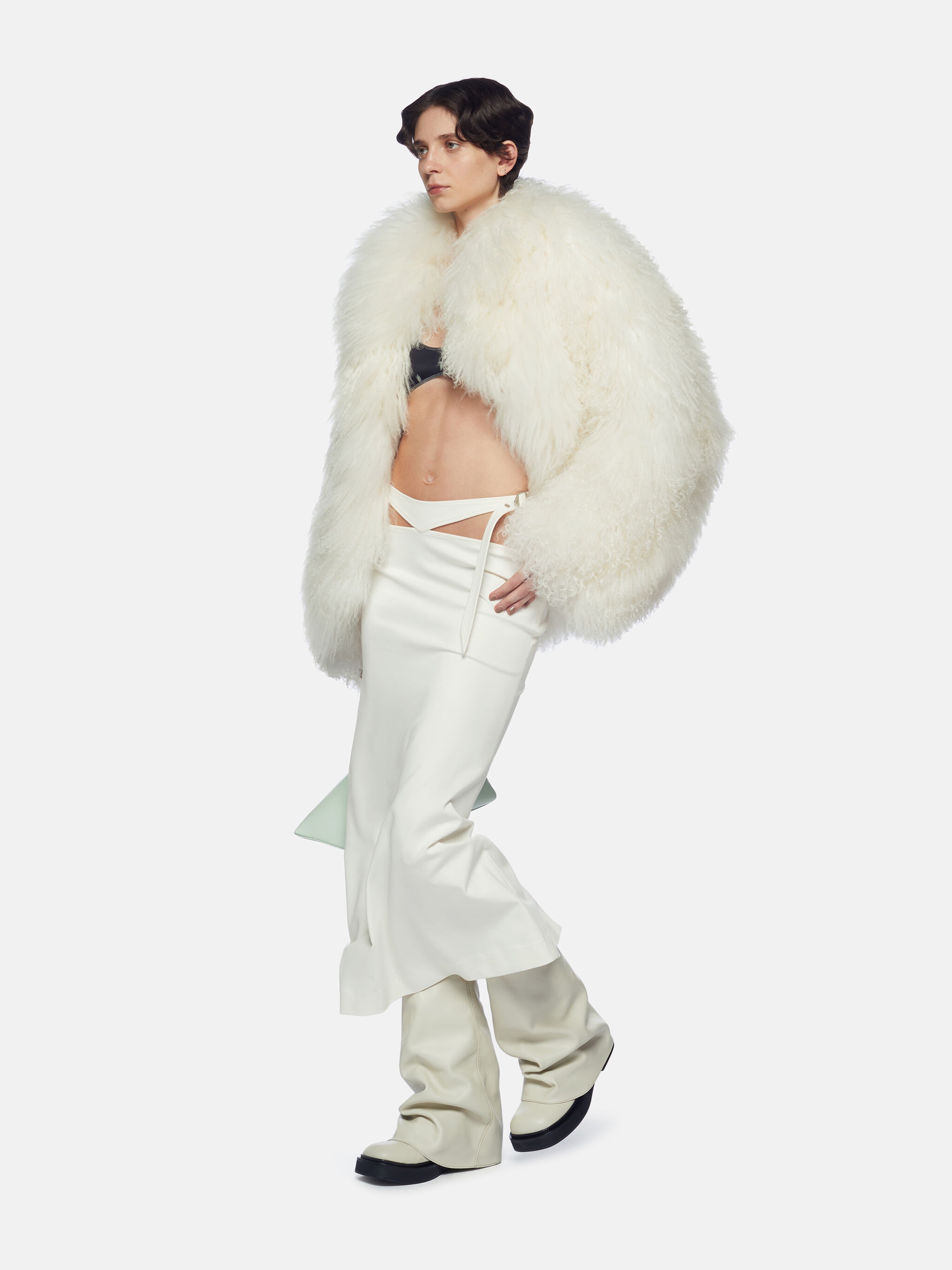 コート THE ATTICO Women Coats 248WCB44 FUR2 001 WHITE White short coat for Women | THE ATTICO®