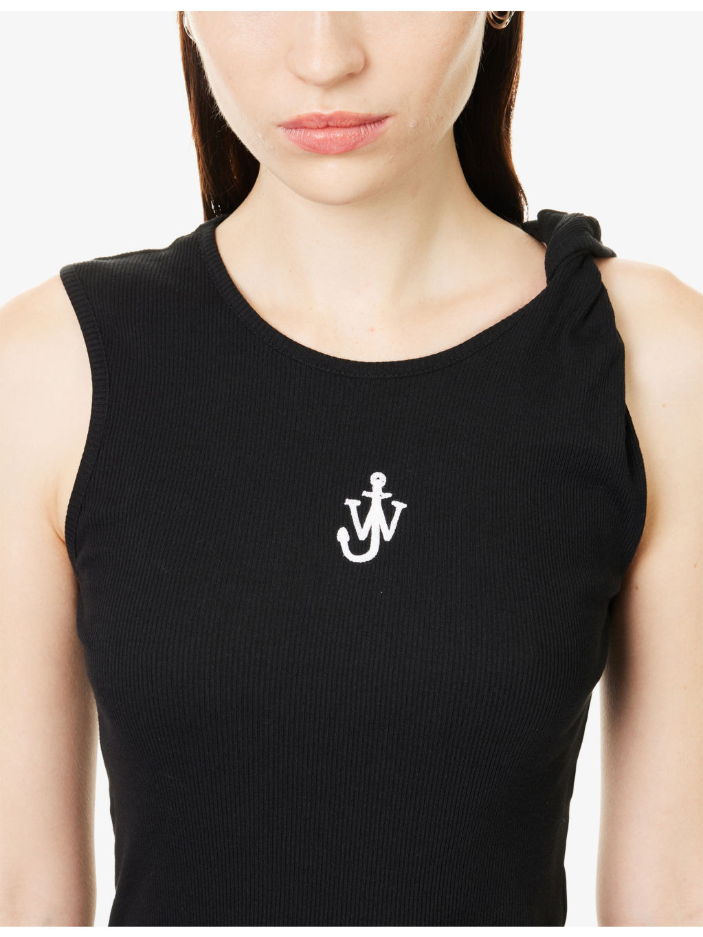 Anchor Embroidery Twisted-Strap Cotton-Jersey Midi Dress - 5