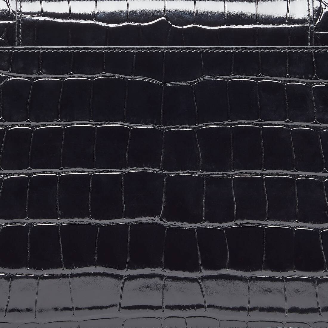 Women's Hourglass Flat Pouch With Flap Crocodile Embossed  in Black - 7