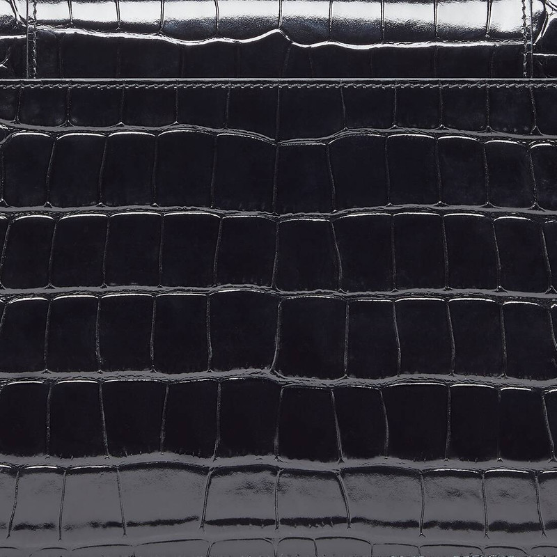 Women's Hourglass Flat Pouch With Flap Crocodile Embossed  in Black 7