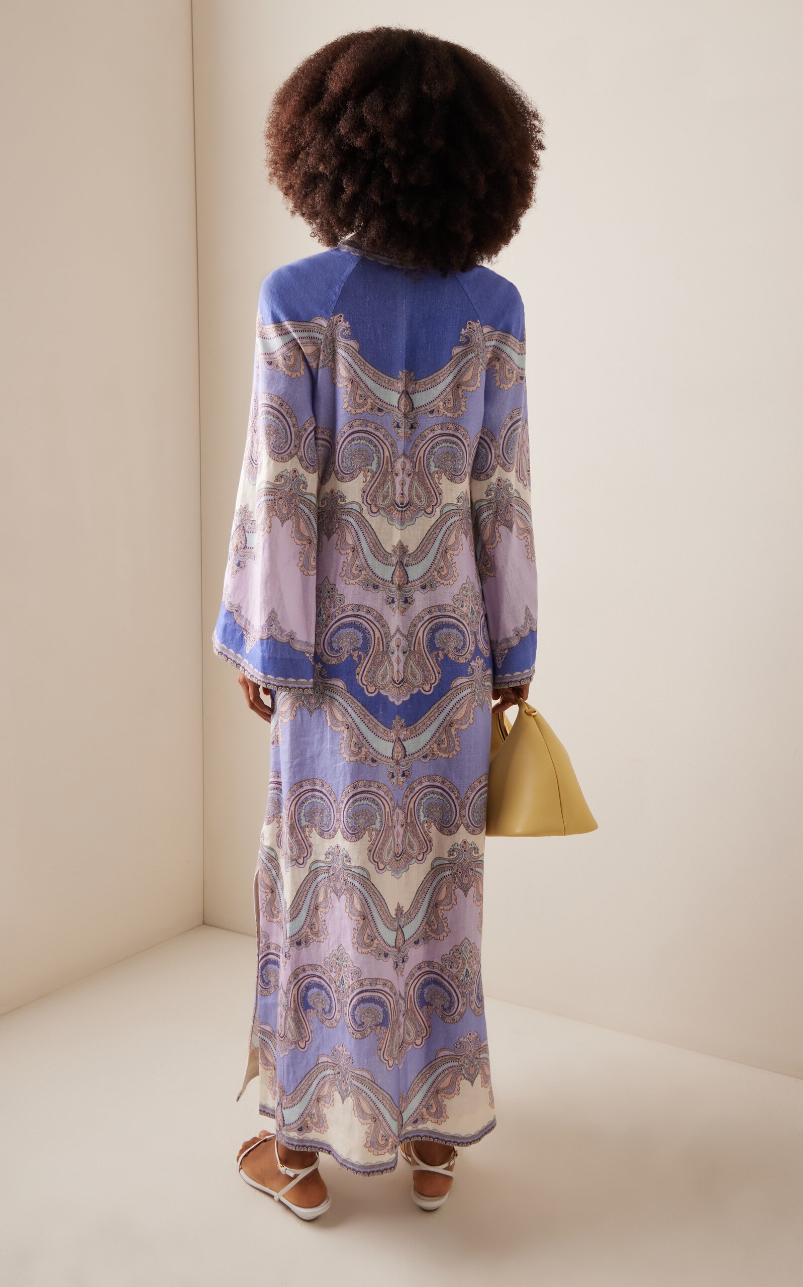 Zimmermann Maxine Paisley Linen Midi Tunic Dress blue