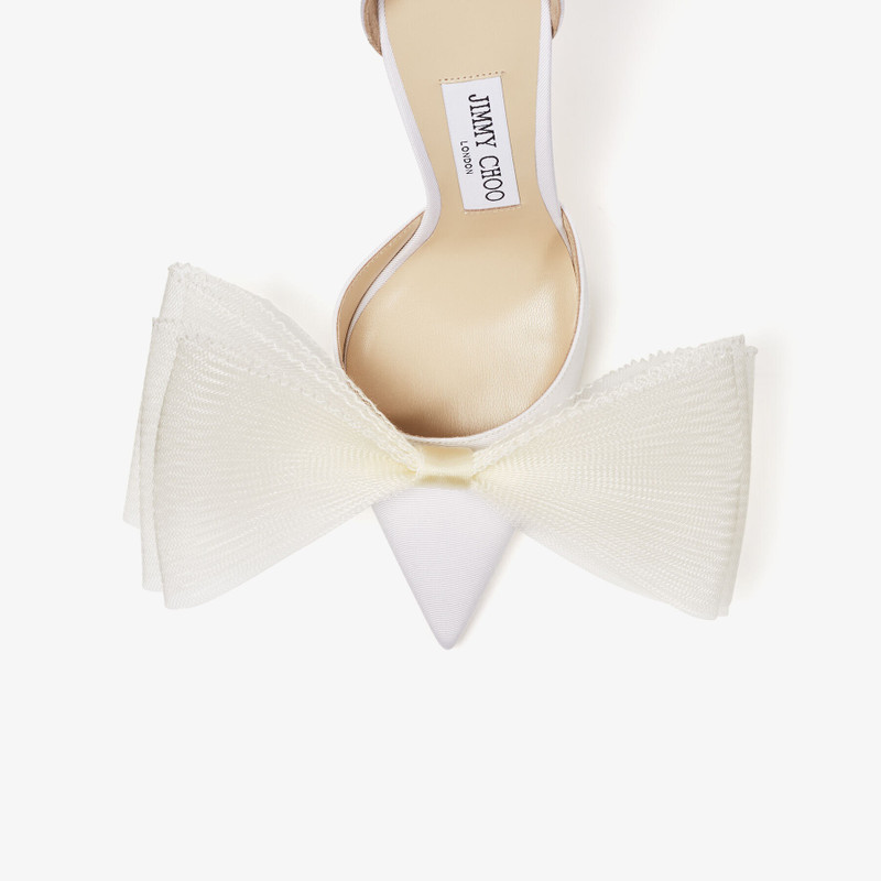 Averly 100 Latte Pumps with Asymmetric Grosgrain Mesh Fascinator Bows 4