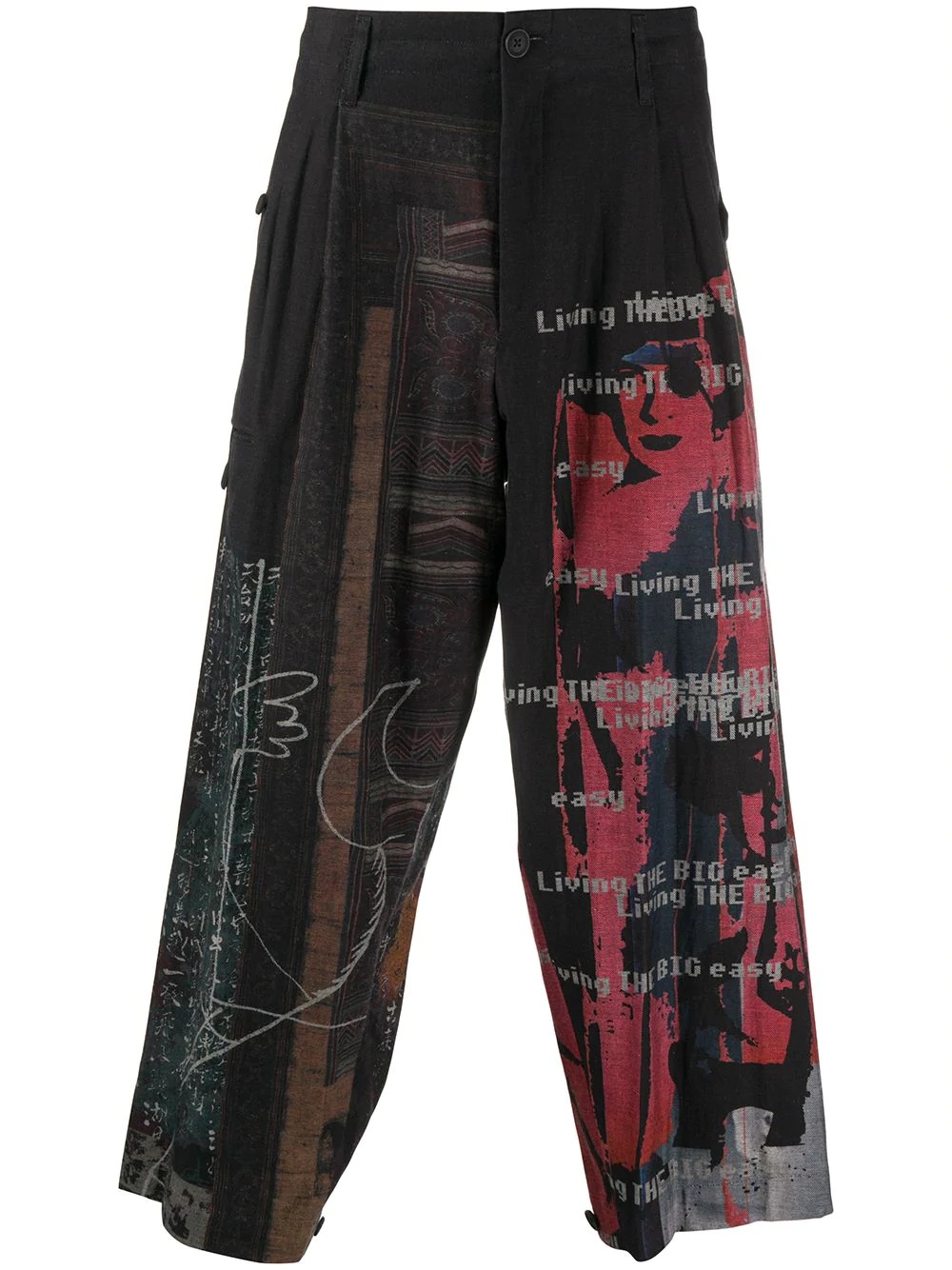 print wide leg trousers - 1