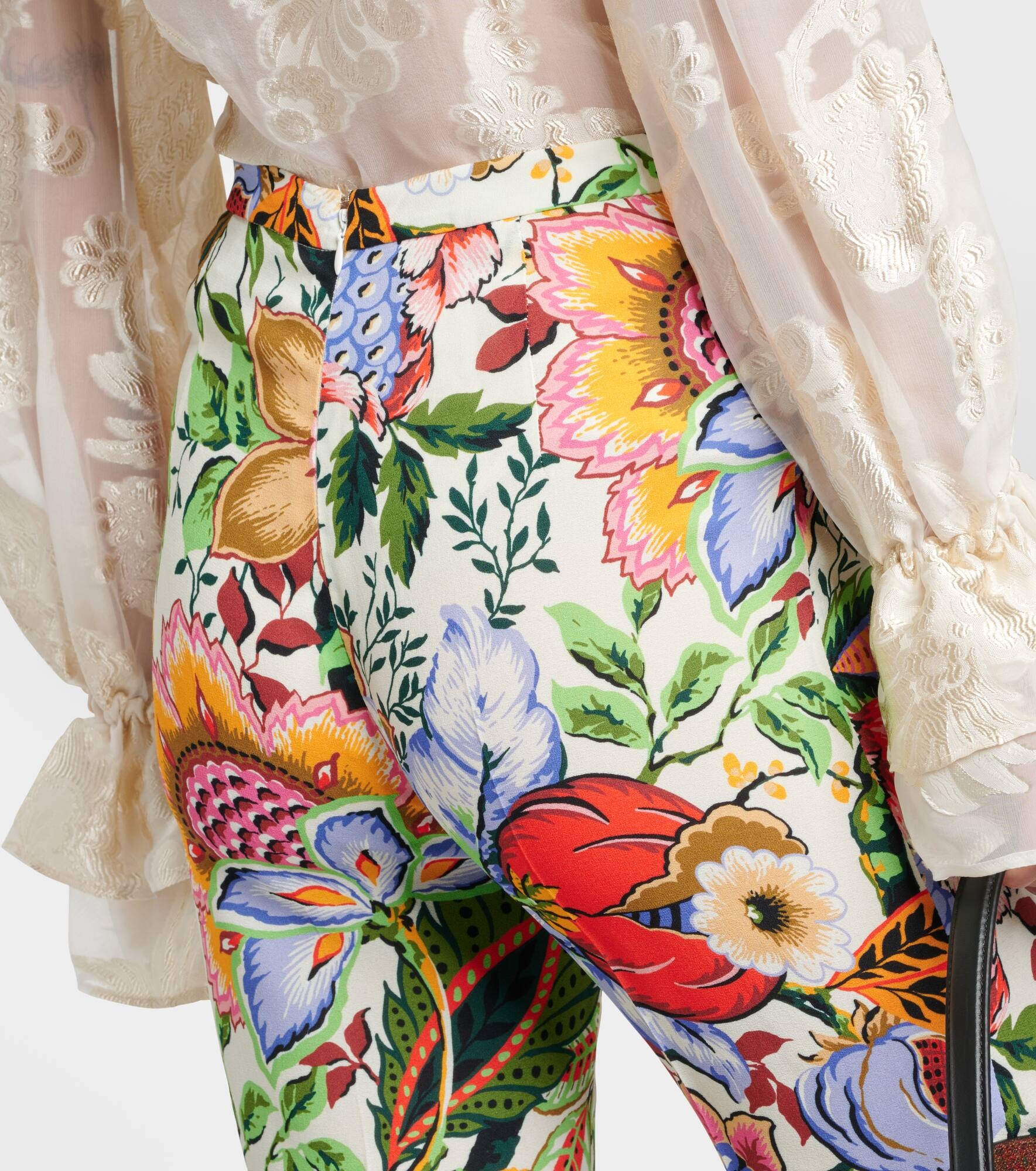 High-rise floral straight pants - 5