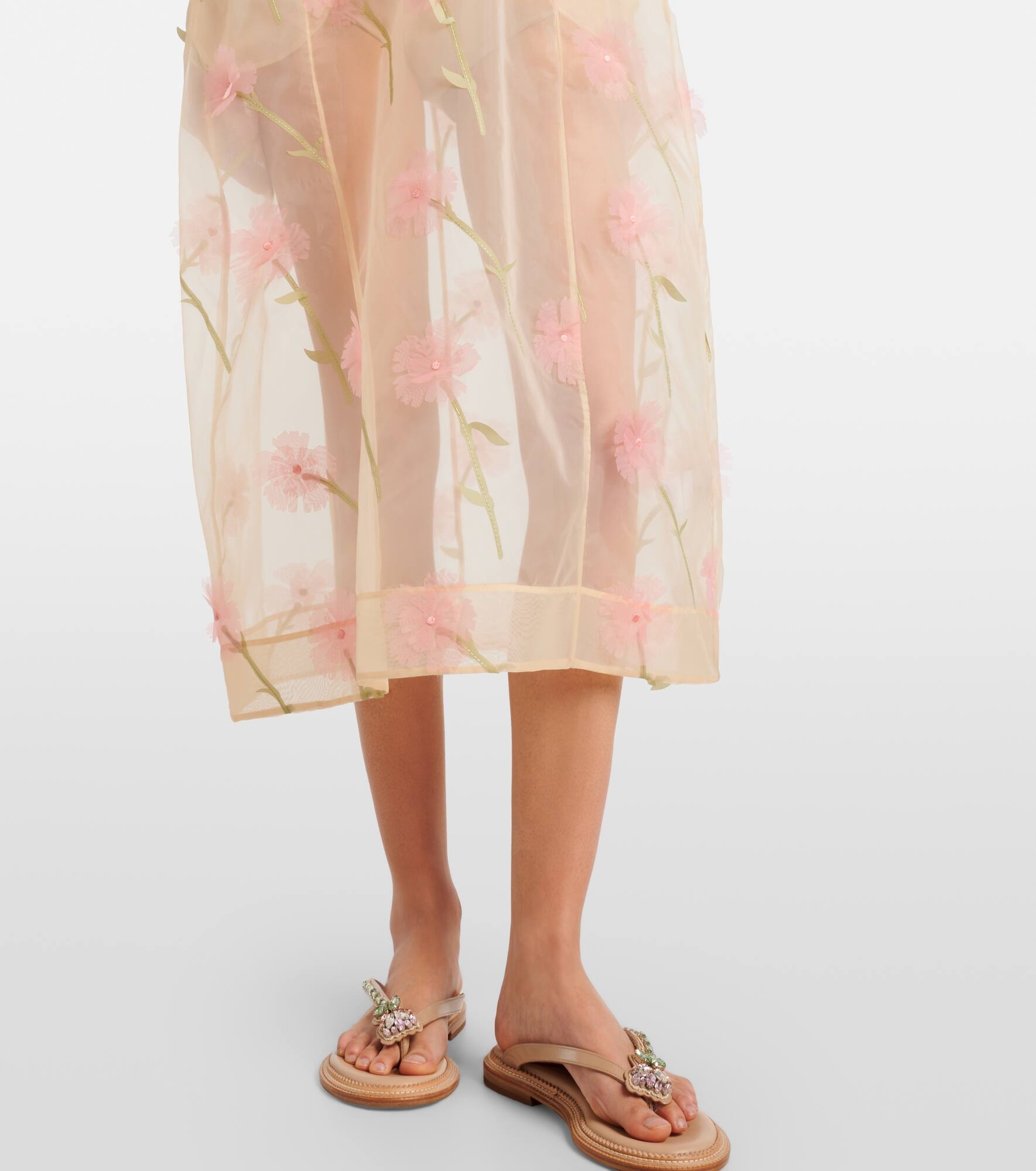 Sculpted Carnation organza midi dress - 6