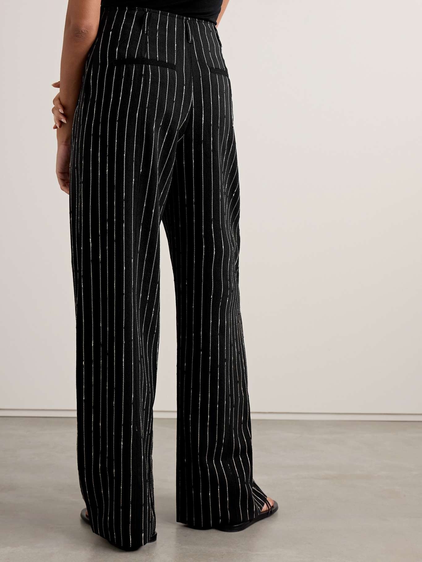 Carine pinstriped wool-blend twill wide-leg pants - 4