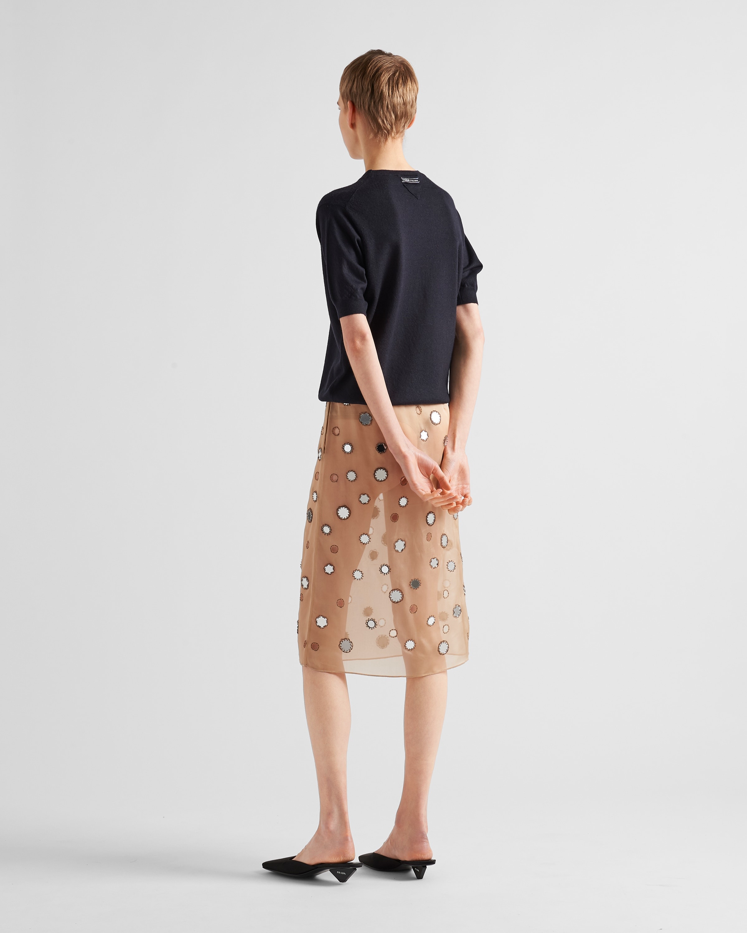 スカート Prada Copper Organza Skirt Prada Mirror-embellished organza midi-skirt | REVERSIBLE