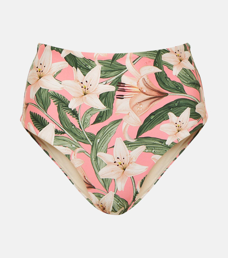 Magenta floral high-rise bikini bottoms 1