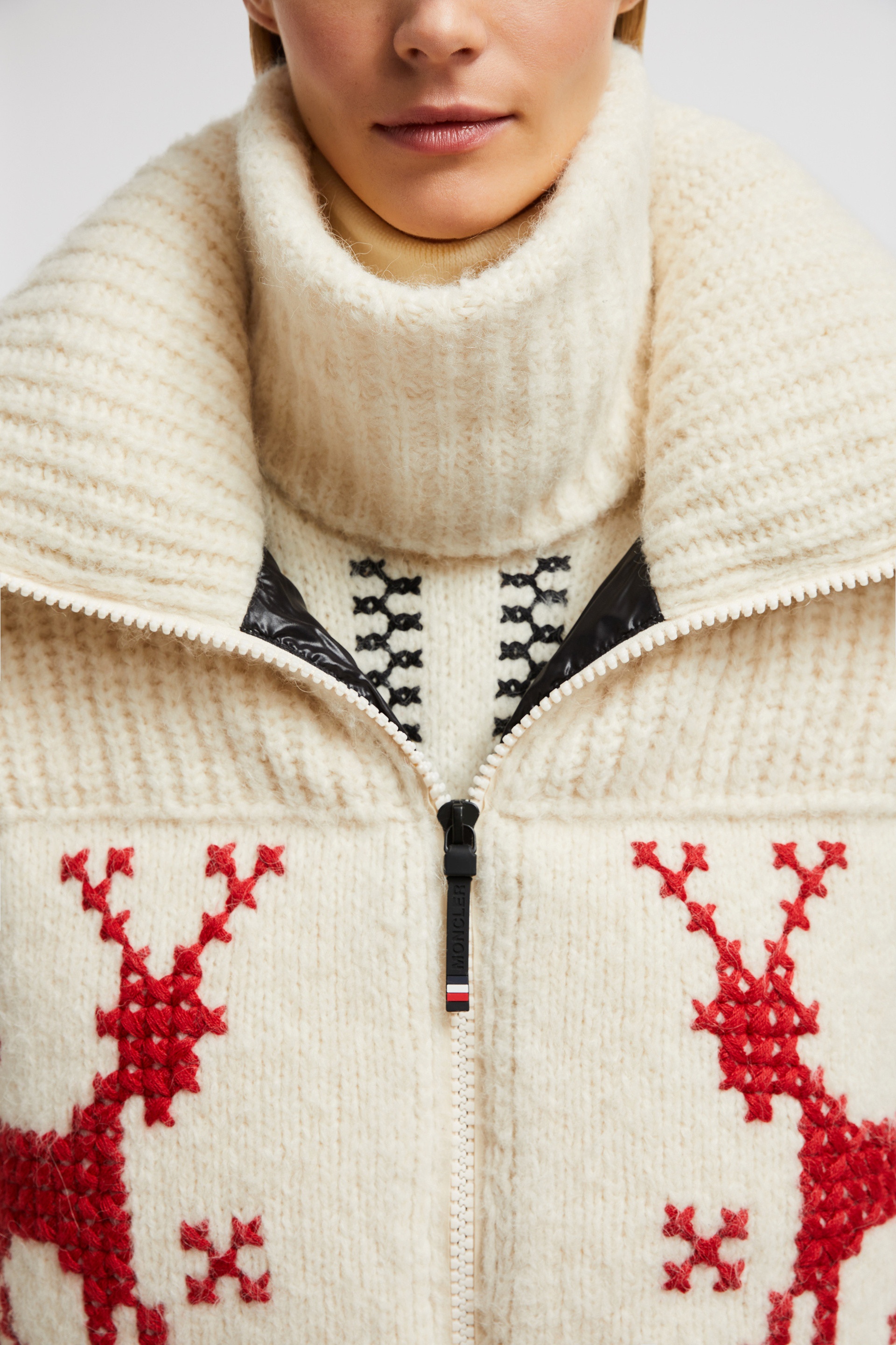 Hand-Embroidered Down-Filled Wool Cardigan - 7