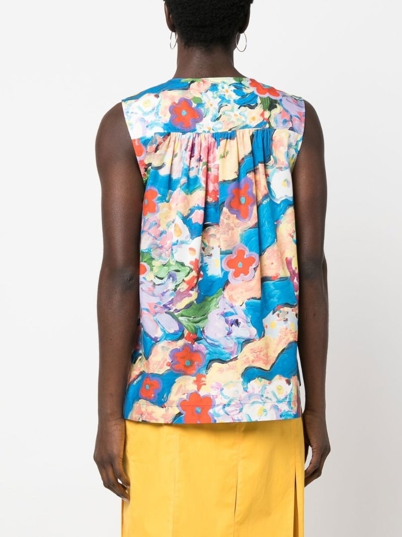 floral-print sleeveless blouse - 4