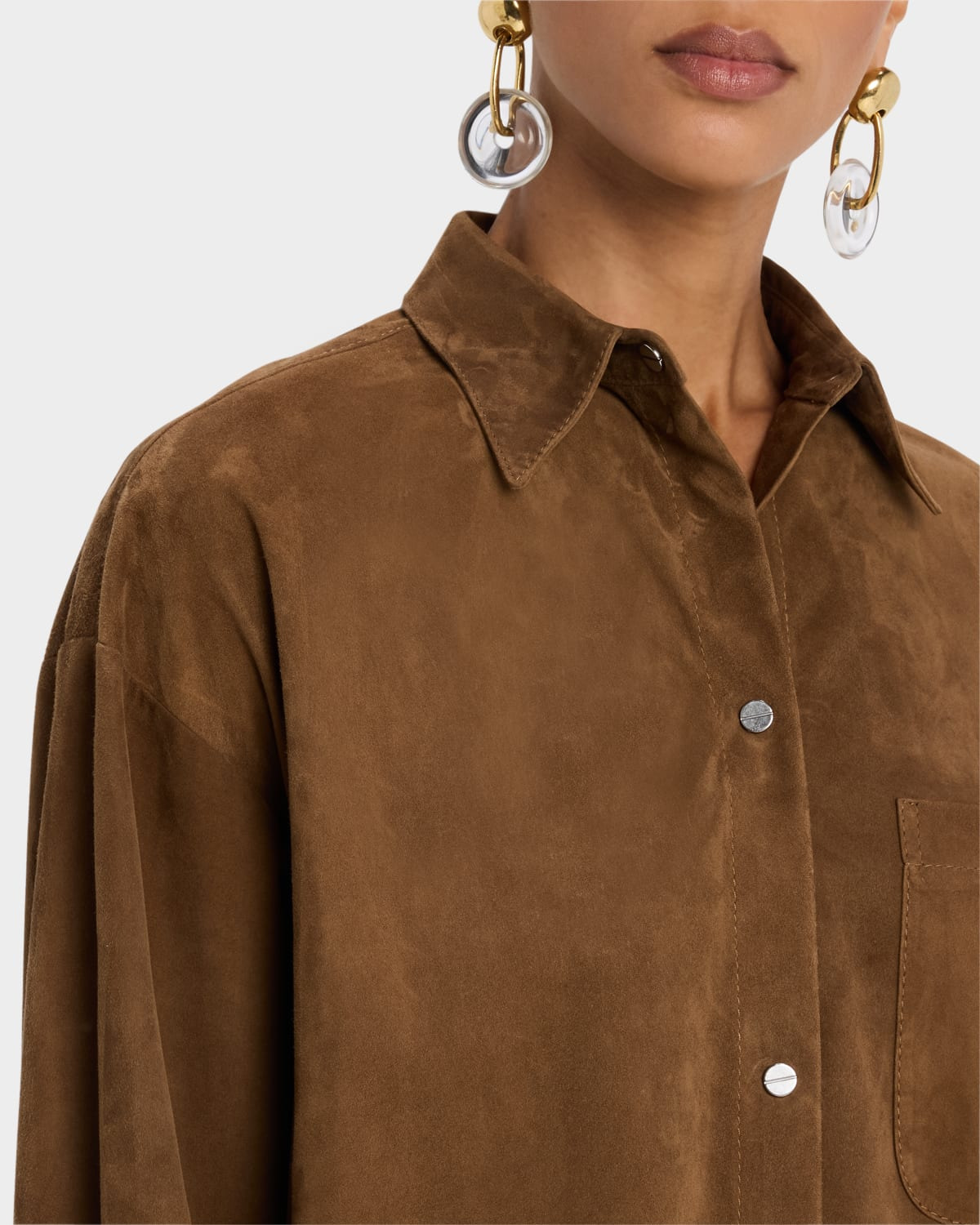 Little Big Joe Suede Button-Front Shirt - 5