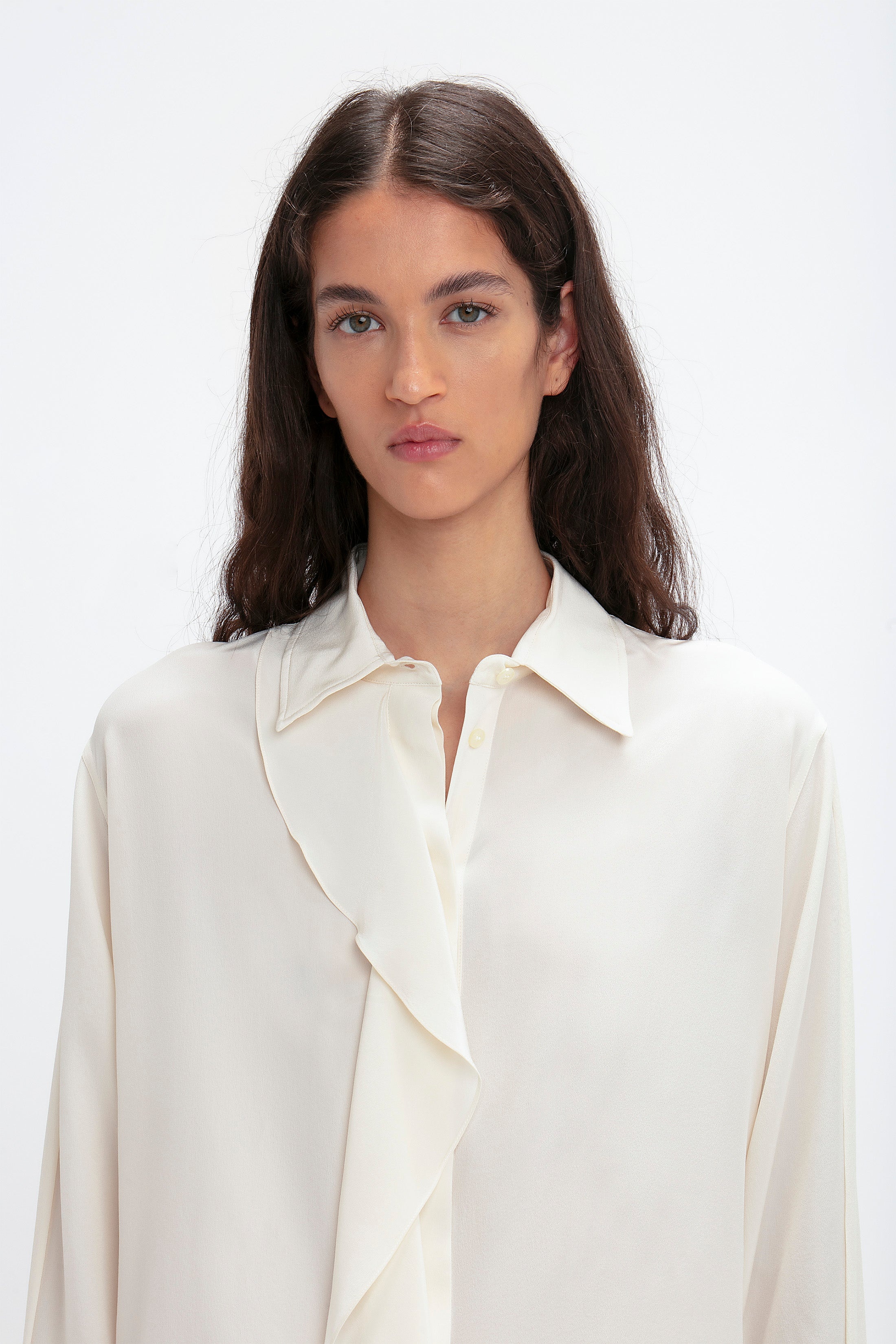 Asymmetric Ruffle Blouse In Ivory - 2