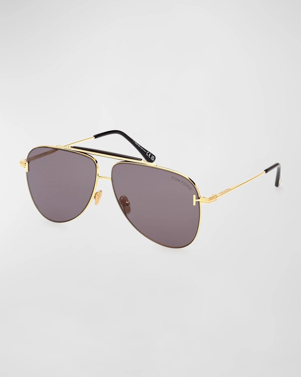 Men's Brady Double-Bridge Metal Aviator Sunglasses - 1