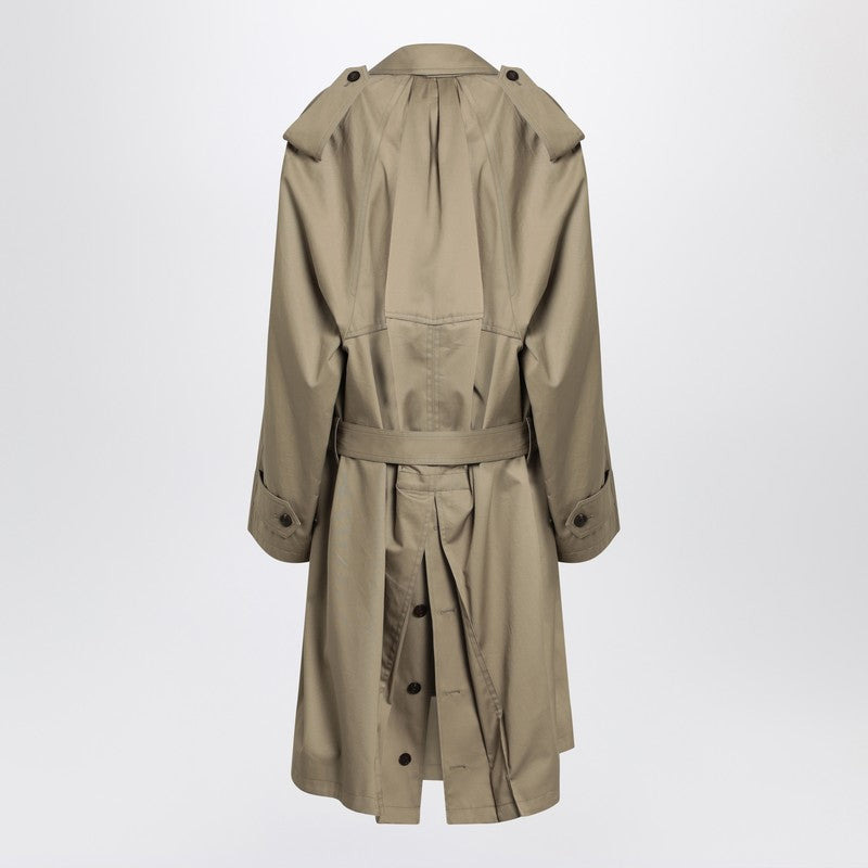 Balenciaga Beige Double-Breasted Cotton Trench Coat Women - 2