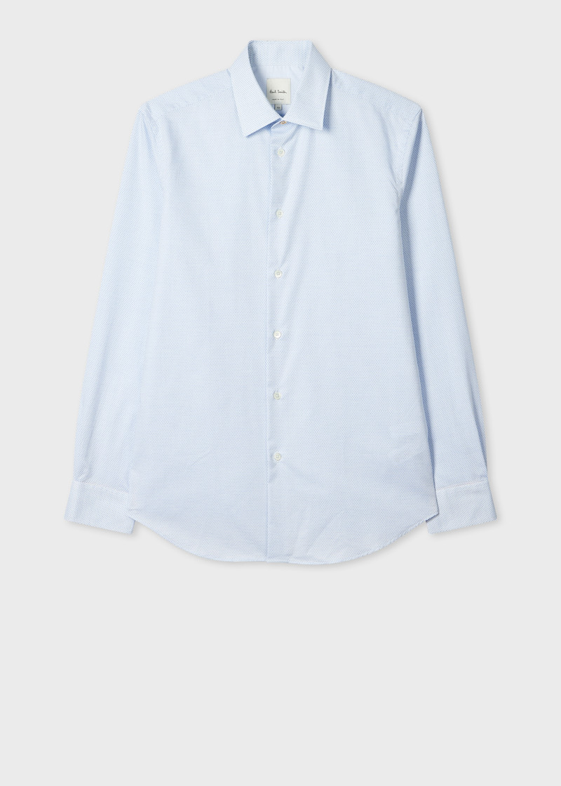 Tailored-Fit Light Blue Dot Easy Care Shirt 1