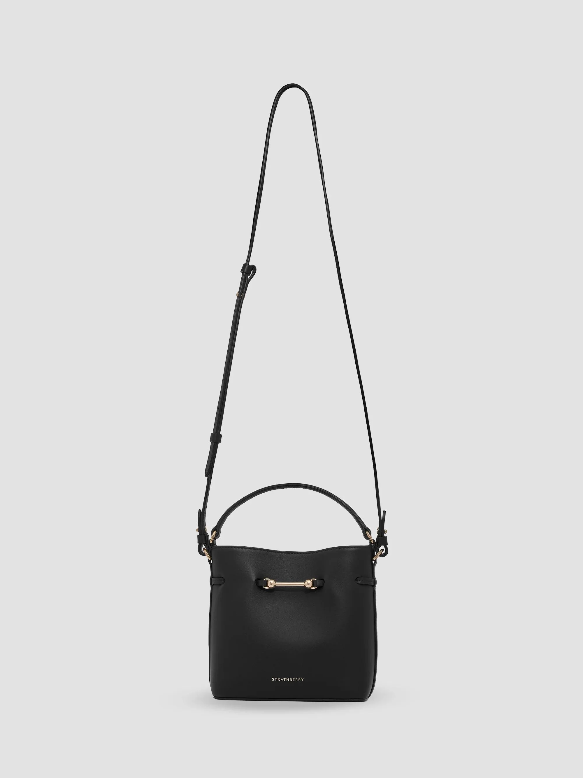 Women's Corda Mini Leather Bucket Bag - Black - 1