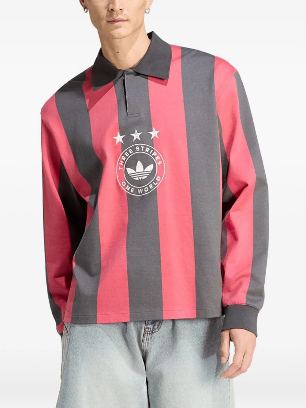 striped-pattern polo shirt - 1