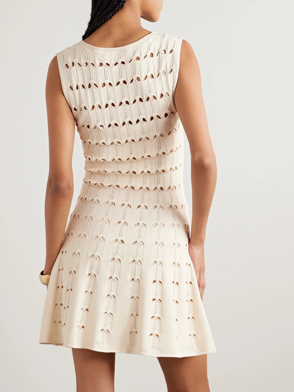Zimmermann Rhiannon Cutout Pointelle-knit Cotton-blend Mini Dress |  REVERSIBLE