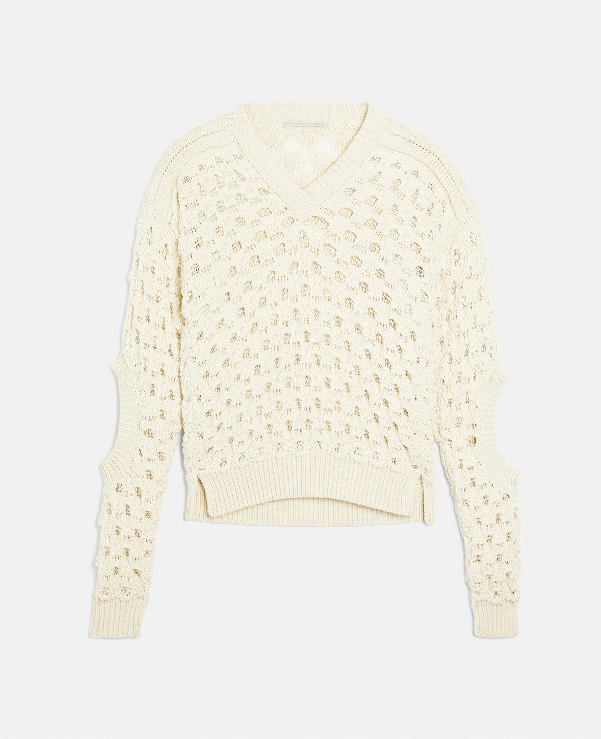 Textured Mesh Knit Sweater - 1