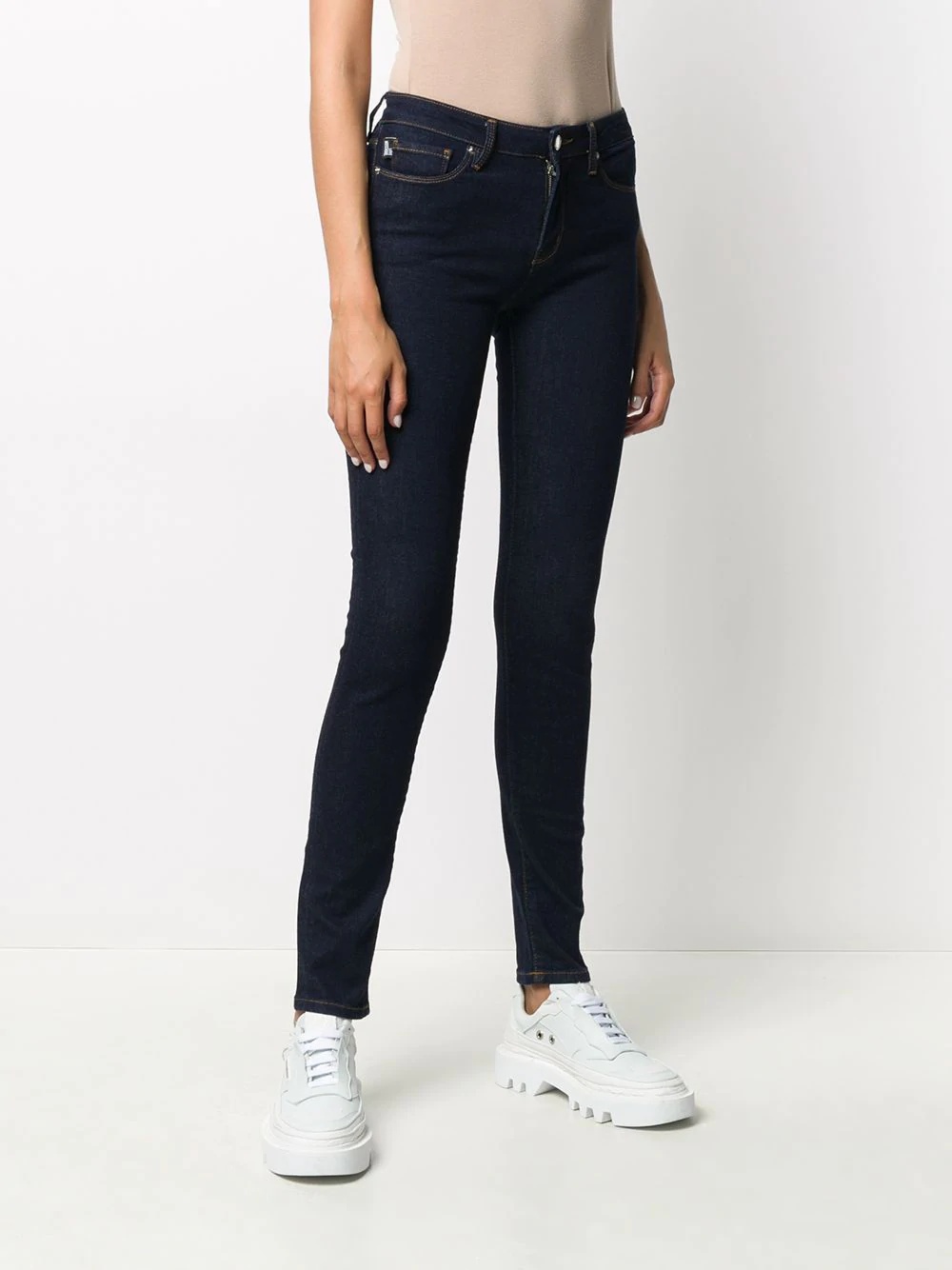 embroidered logo skinny jeans - 4