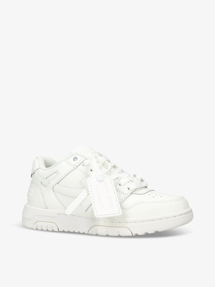 Out Of Office brand-embroidered leather low-top trainers - 3