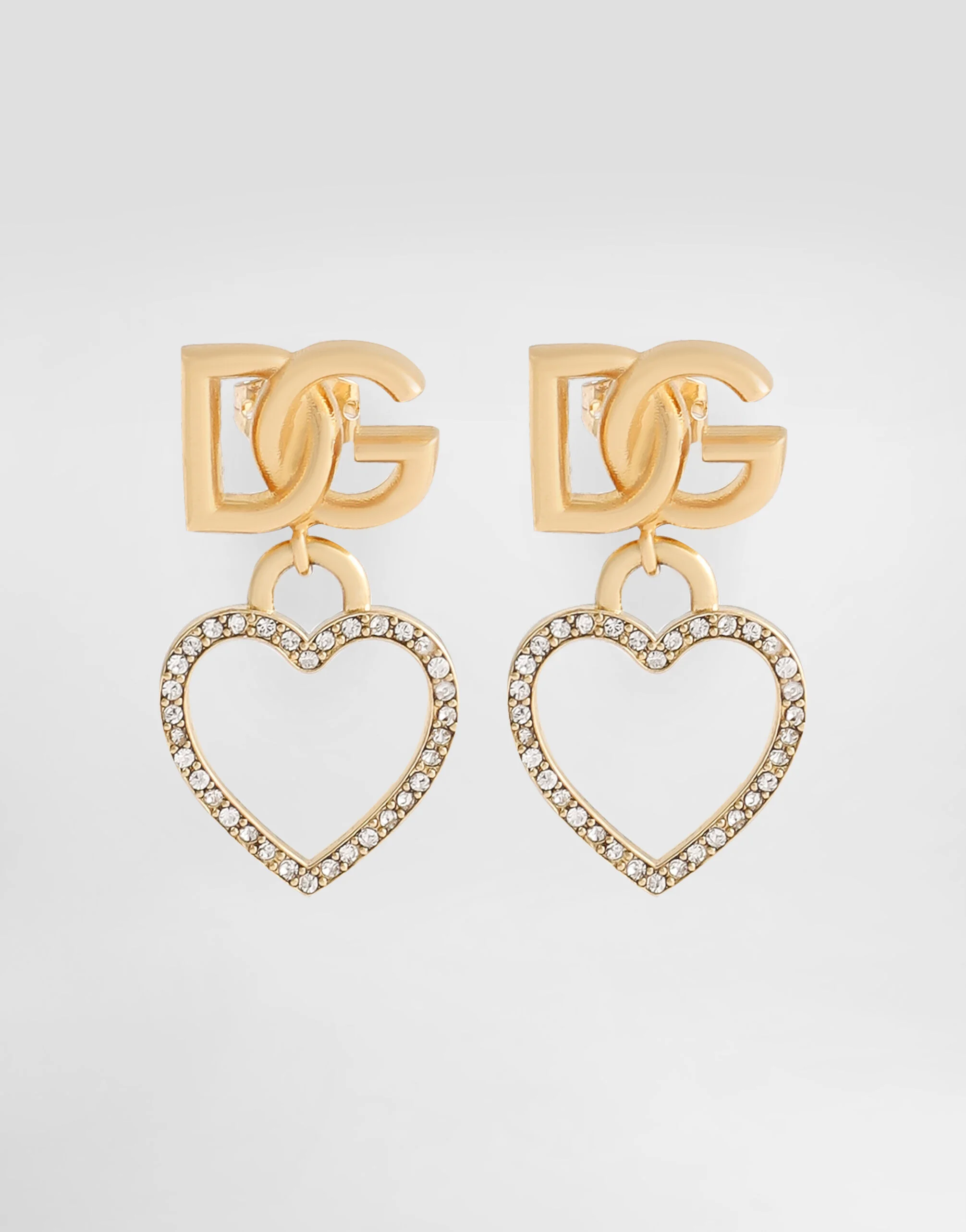 DG logo and heart stud earrings - 1