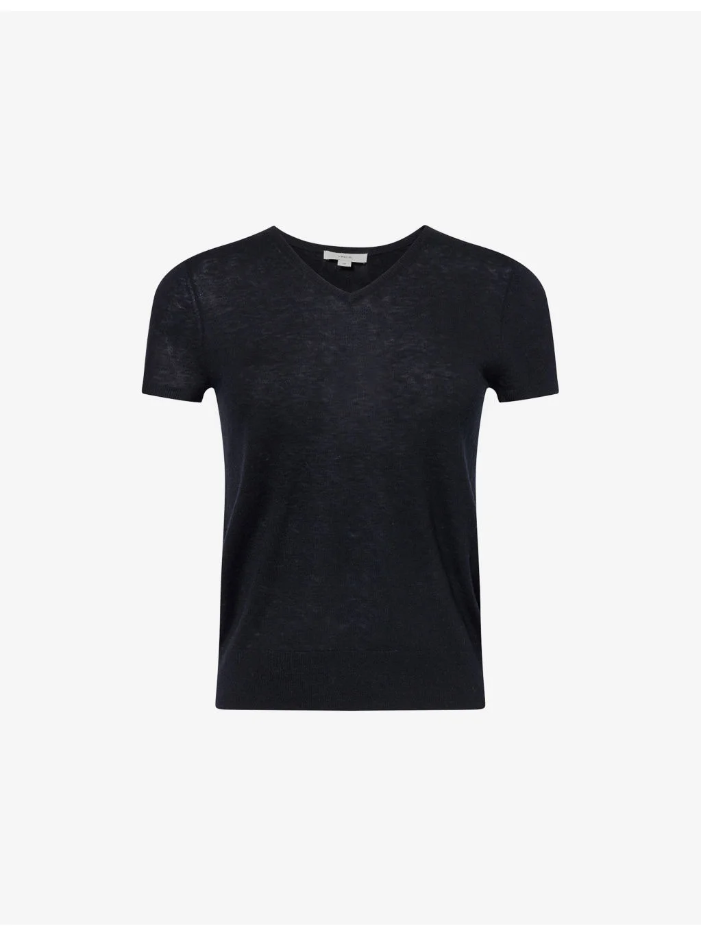 V-Neck Short-Sleeve Wool Top - 1