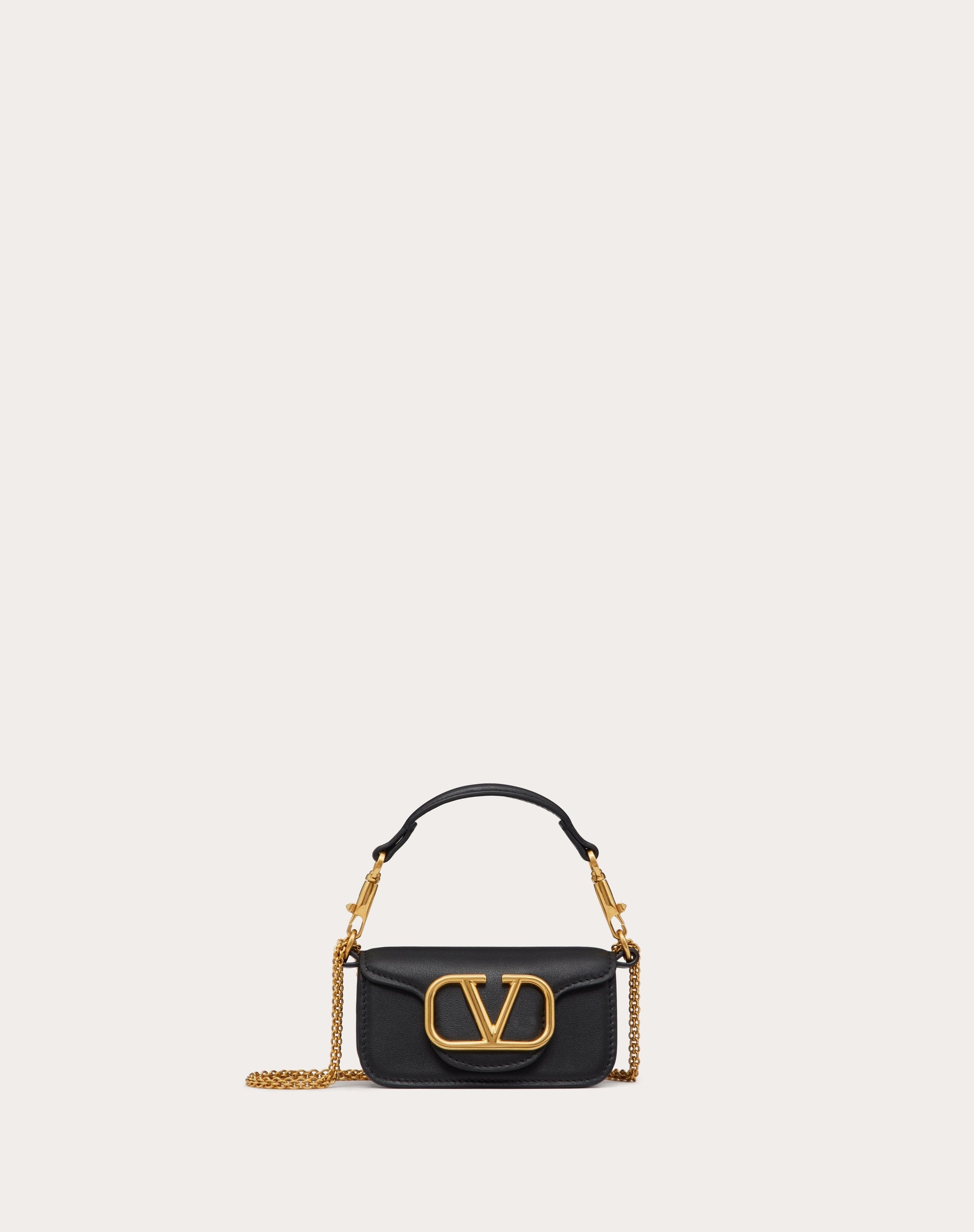 VALENTINO GARAVANI LOCÒ MICRO BAG IN CALFSKIN LEATHER WITH CHAIN - 1