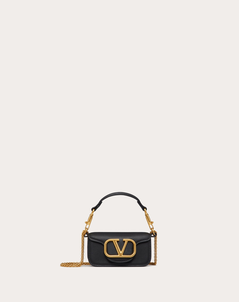 VALENTINO GARAVANI LOCÒ MICRO BAG IN CALFSKIN LEATHER WITH CHAIN - 1