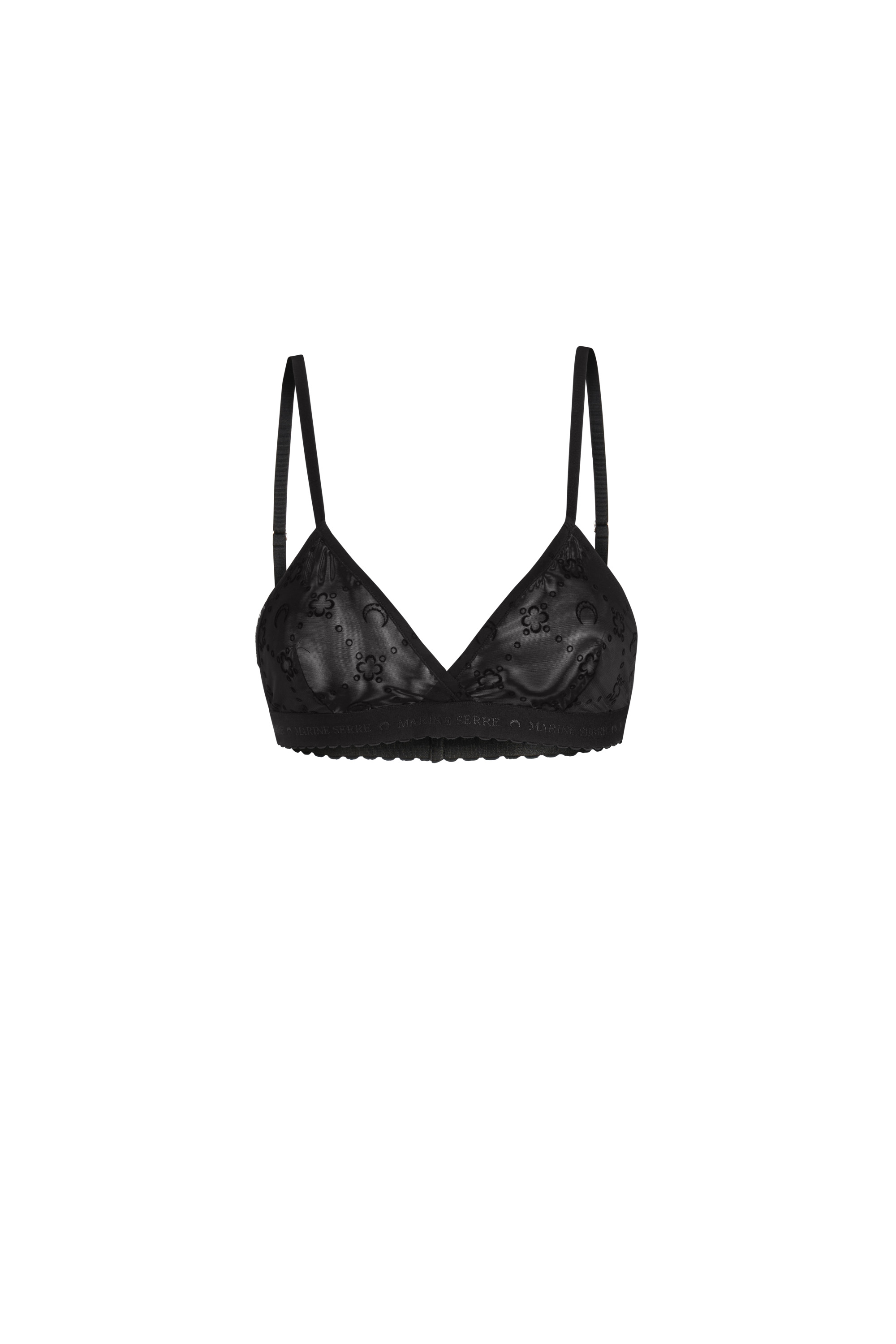 Moonogram Flocked Mesh Bra - 1