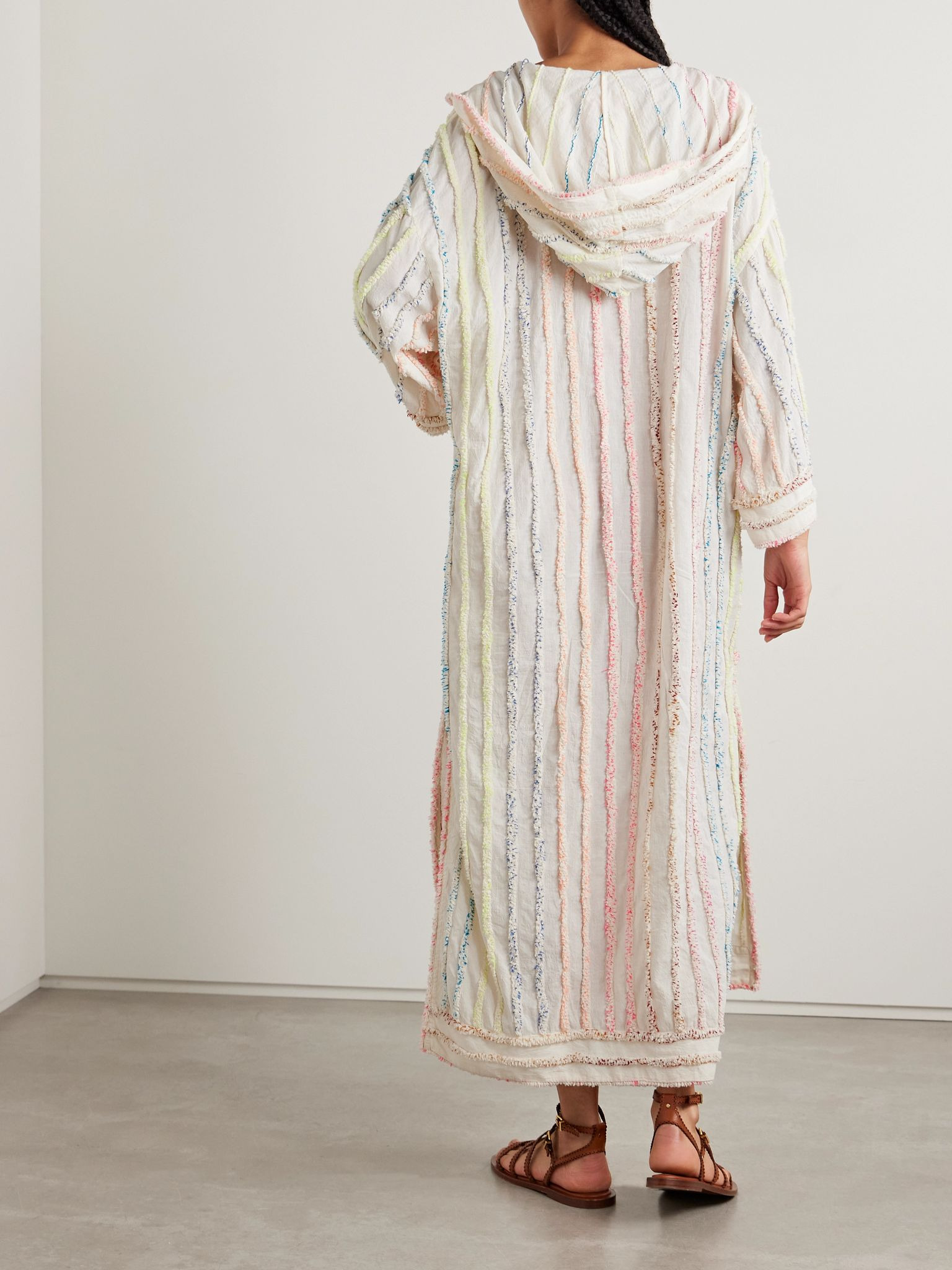 Lucky hooded striped cotton tunic Off-white - 3