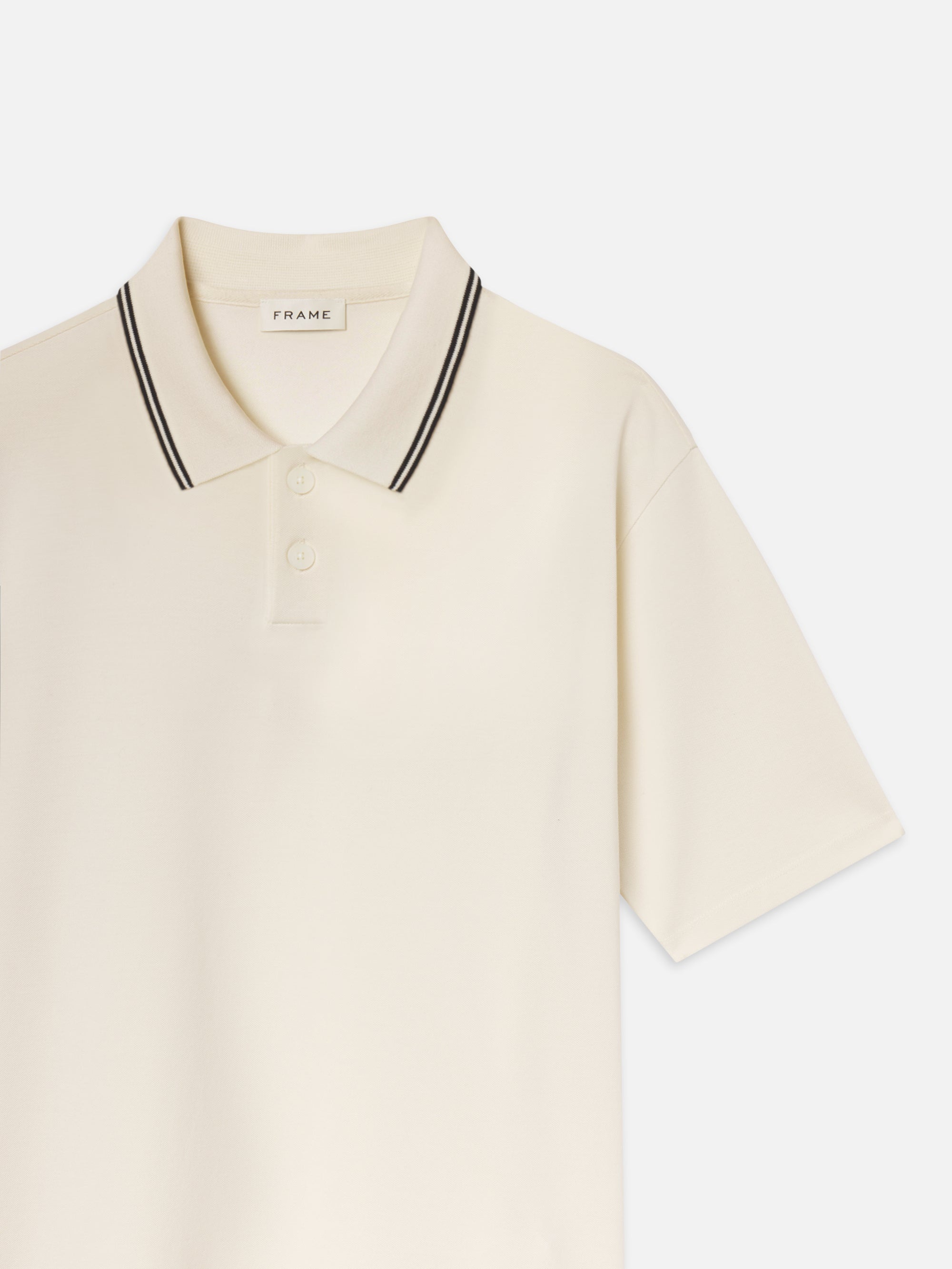Light Pique Polo in White Sand - 3