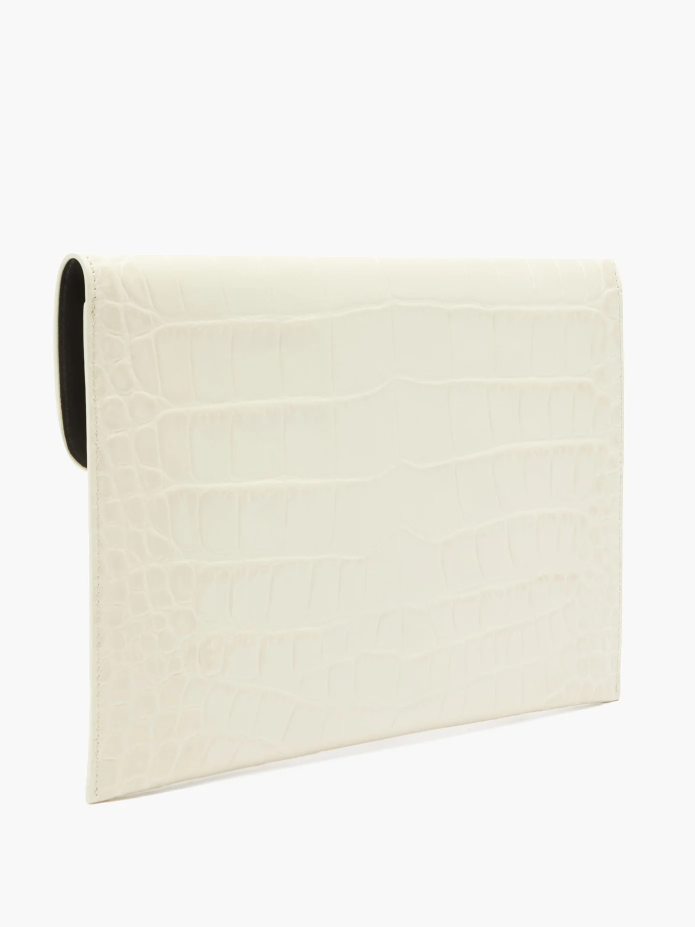 Skull envelope croc-effect leather clutch bag - 4