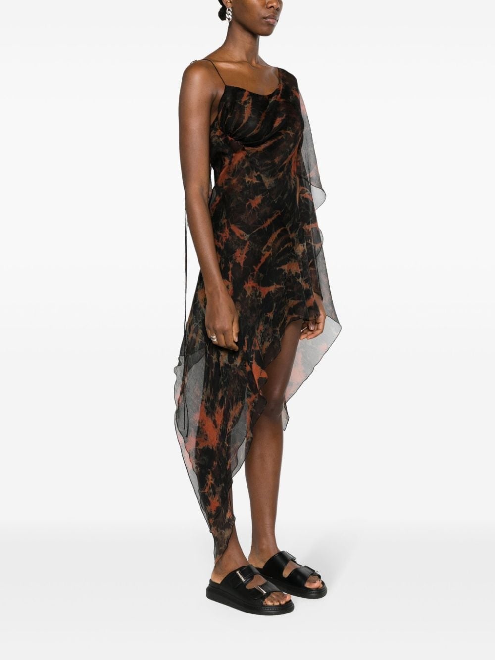 acid flame-print silk dress - 3