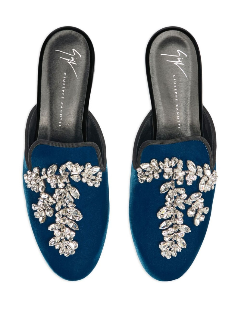 Elsa crystal velvet mules 4