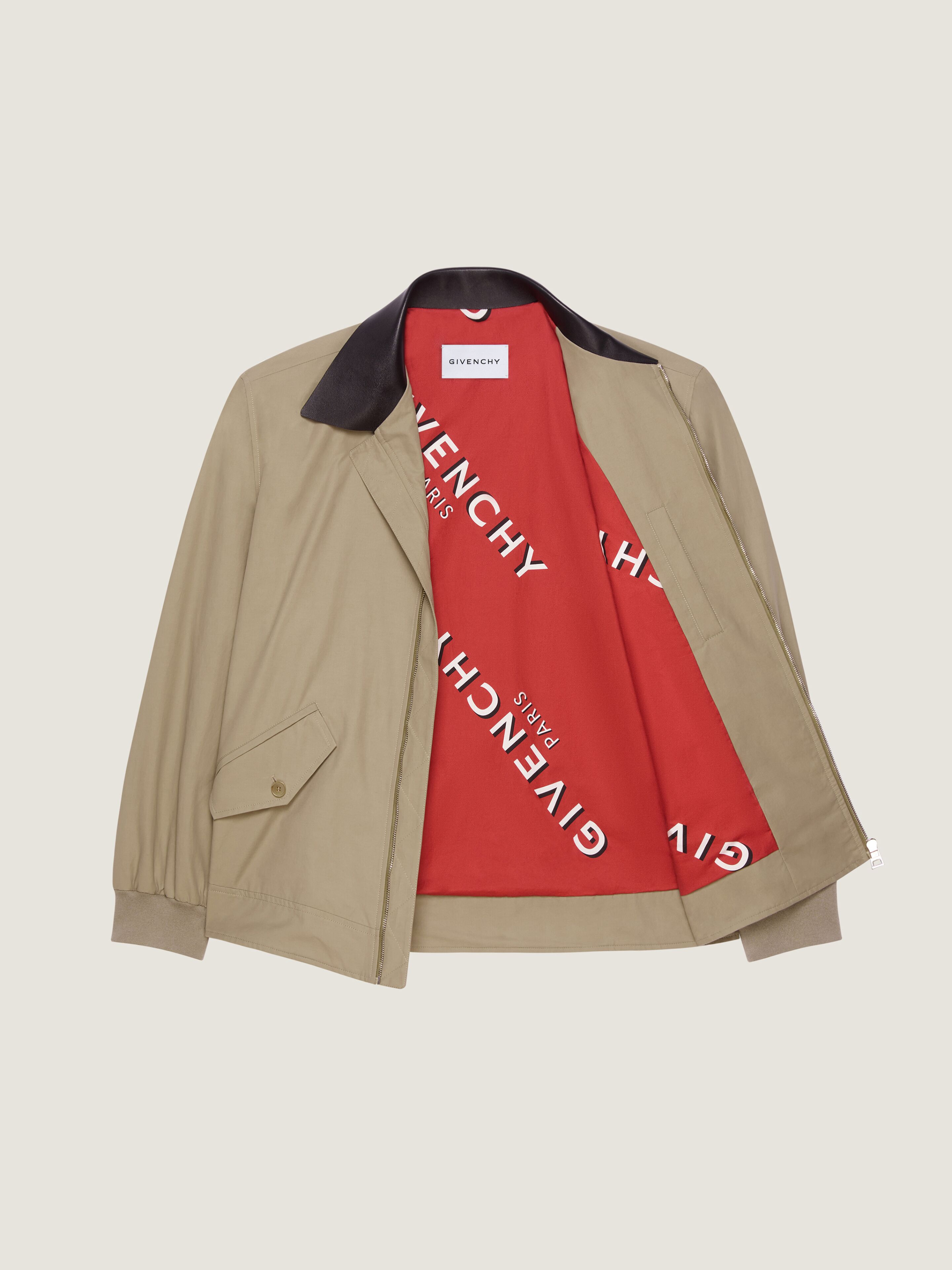 HARRINGTON JACKET IN COTTON WITH LEATHER DETAILS - 4