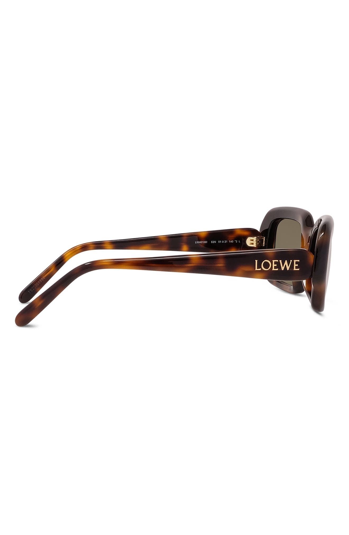 Loewe 51mm Rectangular Sunglasses in Dark Havana /Green at Nordstrom - 2