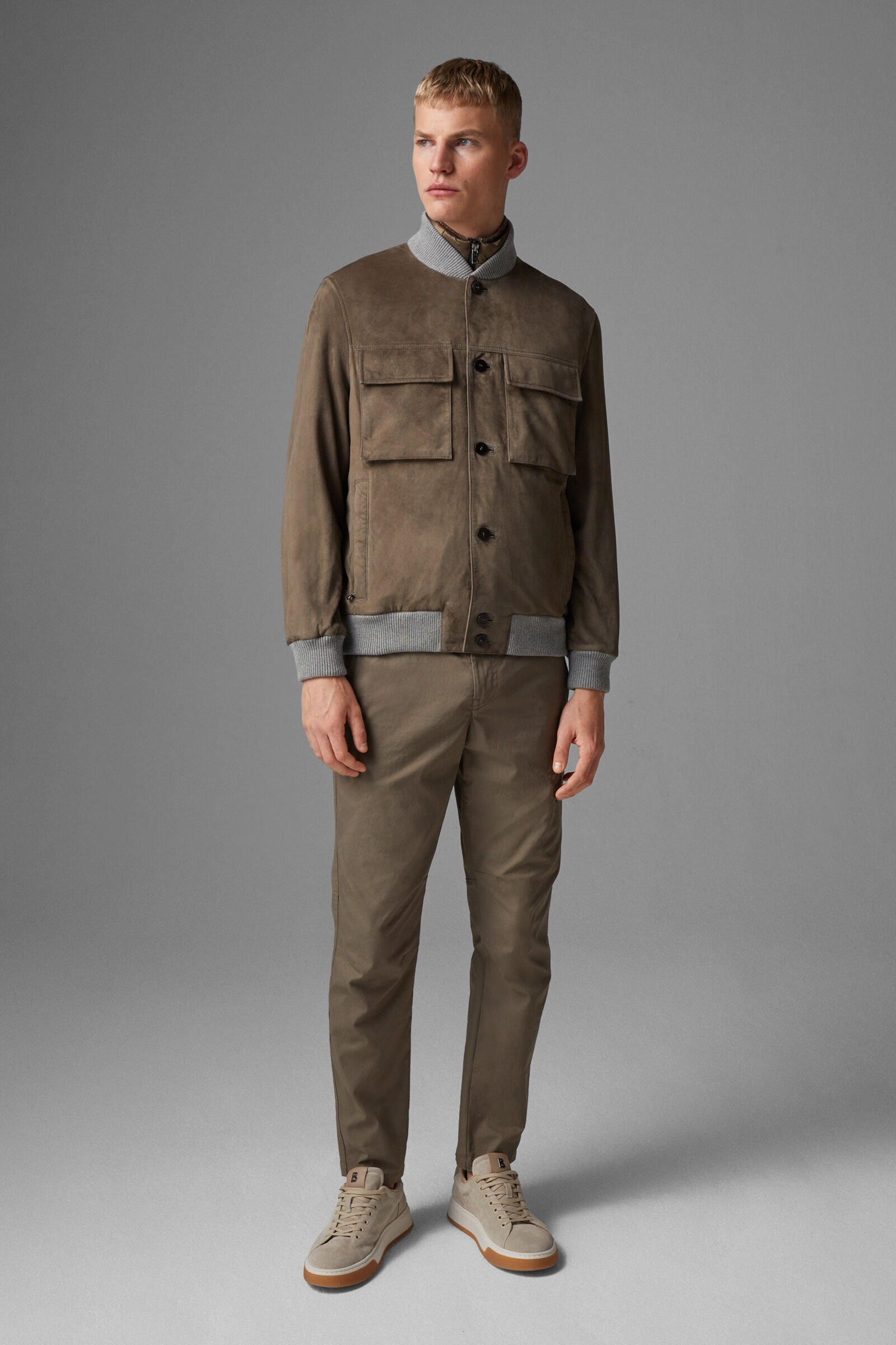 Roger leather jacket in Khaki - 4