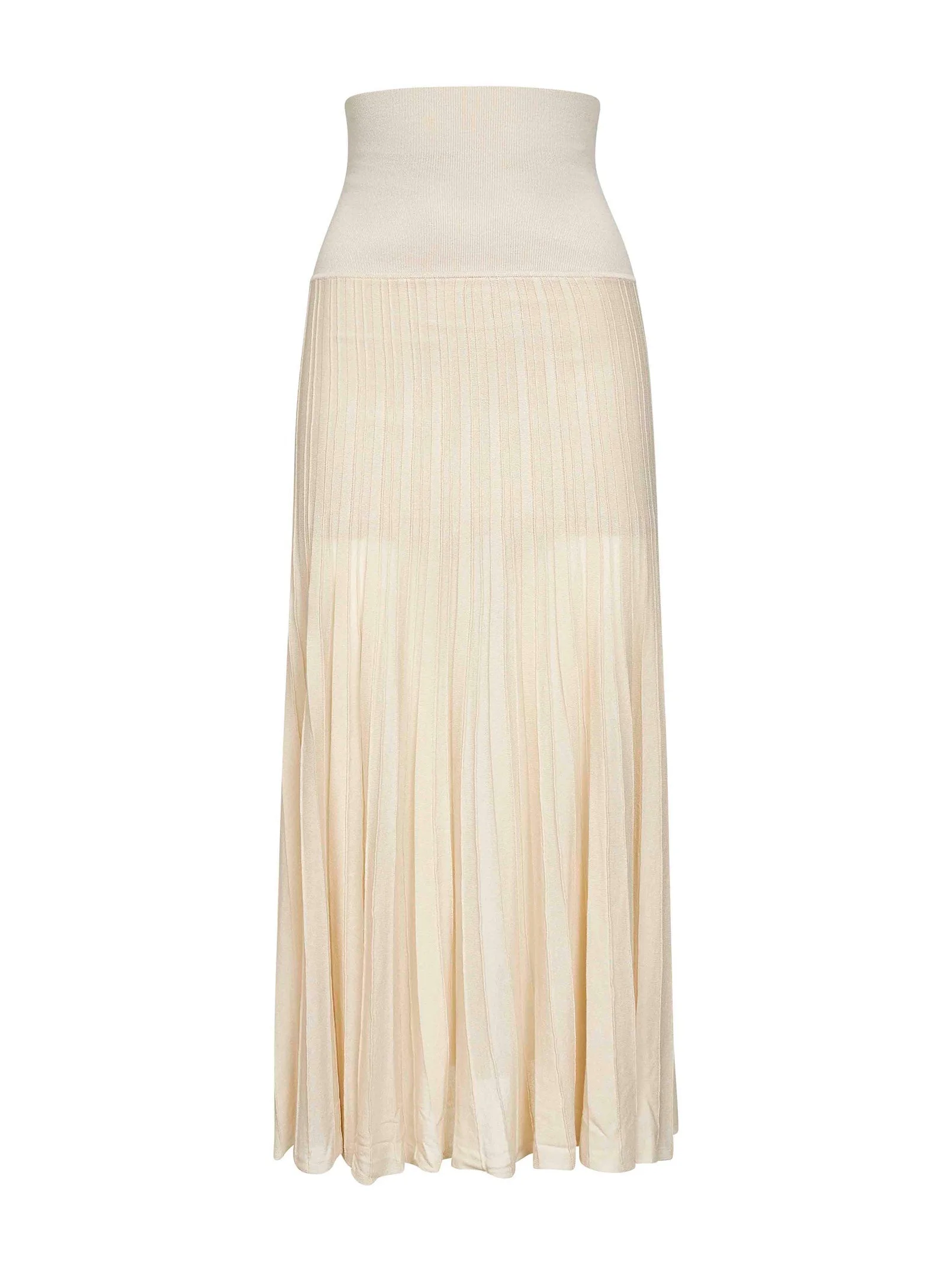 Isabel Marant Women Light Beige Pleated Crepe Knit Ezra Long Skirt - 1