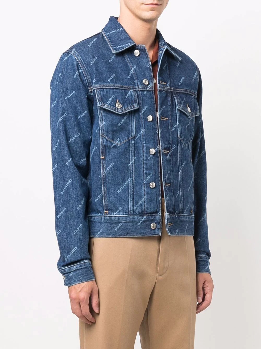 logo-print denim jacket - 3