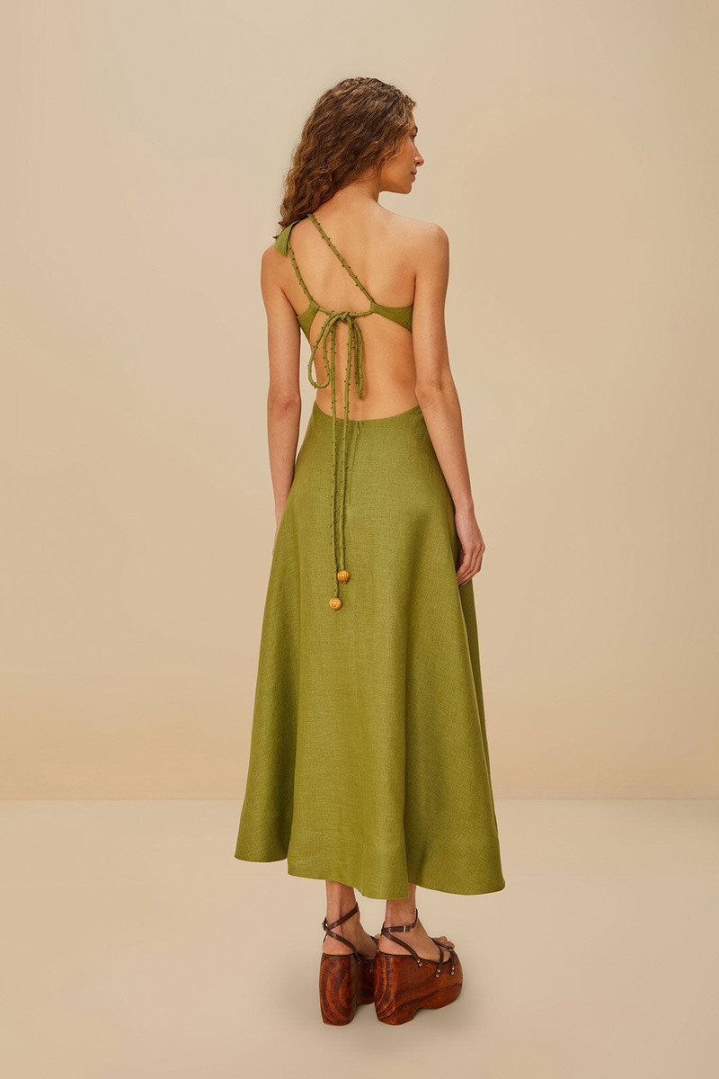 Green Palm Tree Euroflax™ Premium Linen Maxi Dress 4
