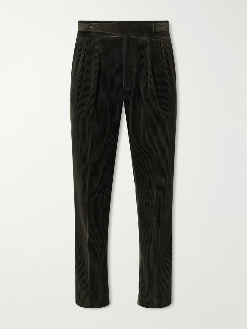 Manny Tapered Pleated Cotton-Corduroy Suit Trousers 1