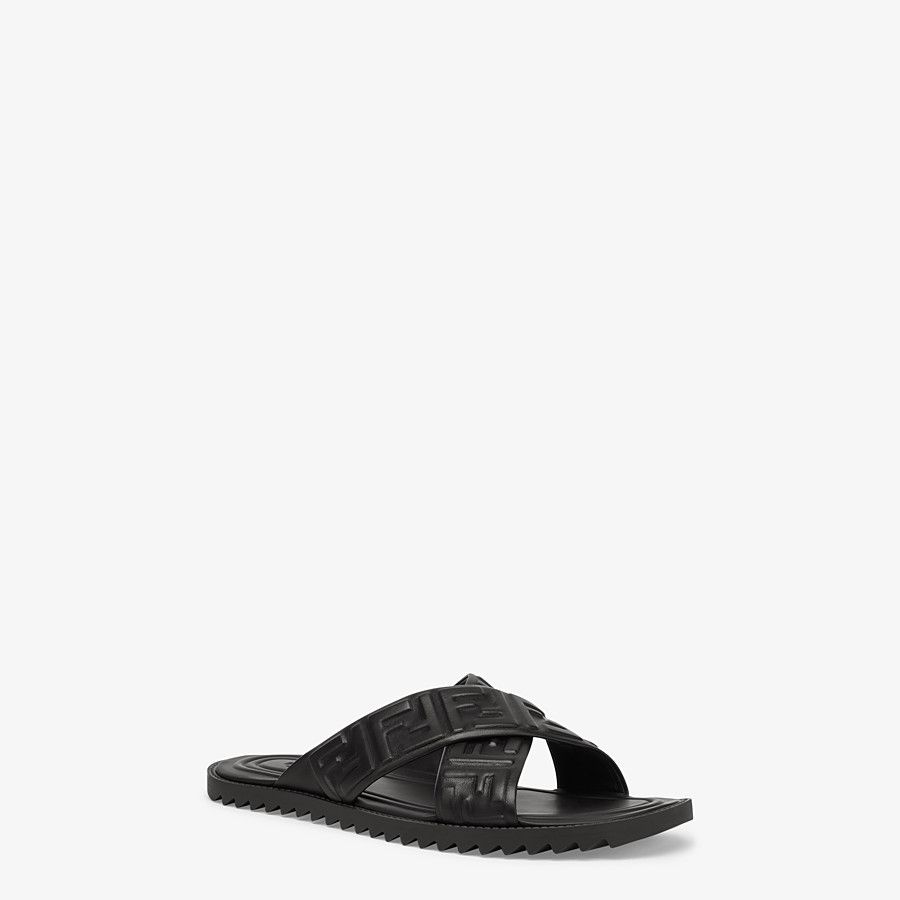 Black leather slides - 2