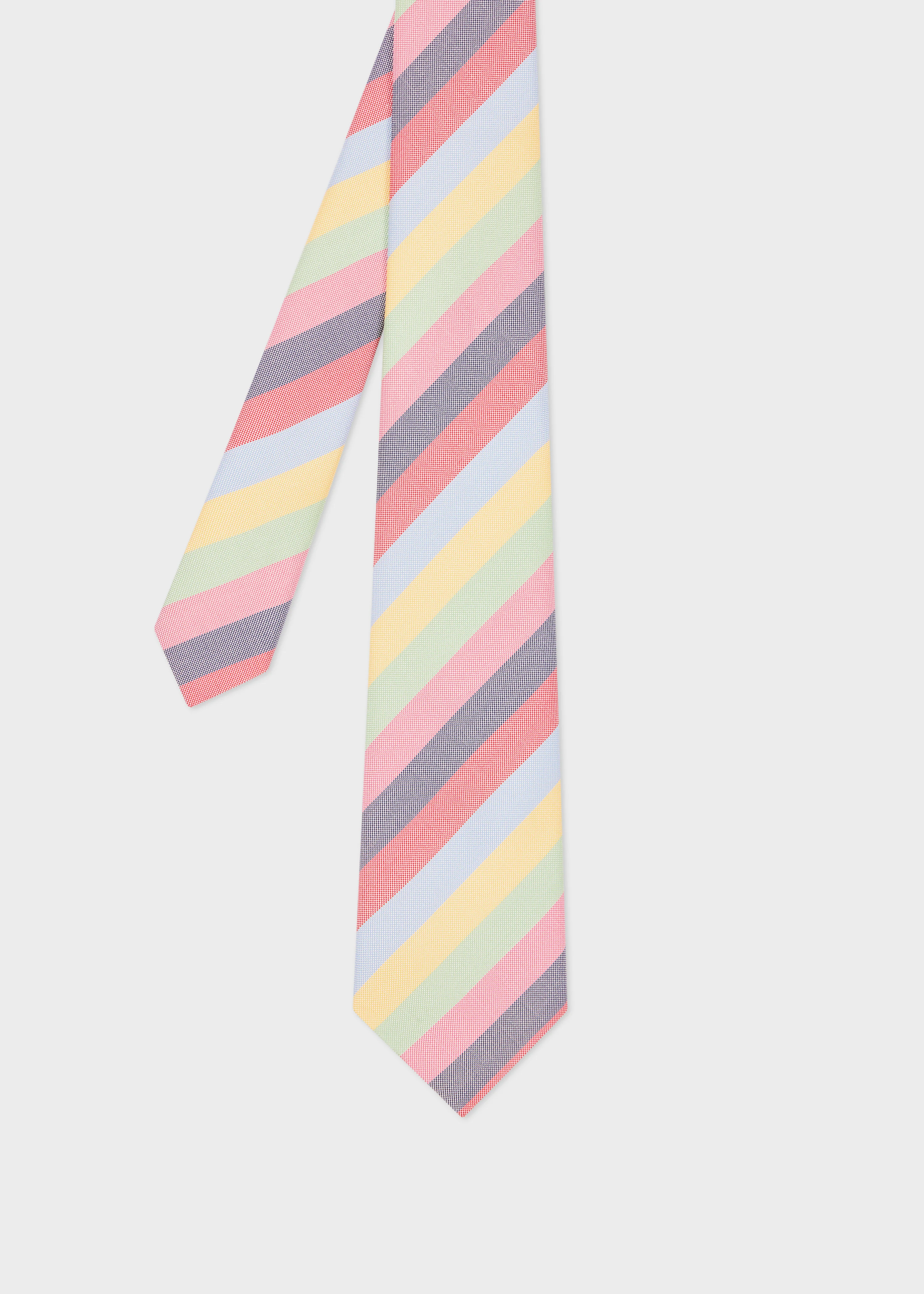 Red Multistripe Silk Tie - 1