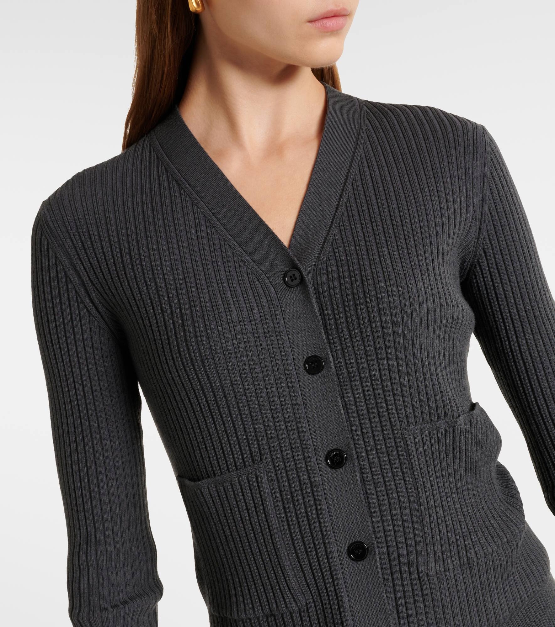 Ribbed-knit wool cardigan - 4