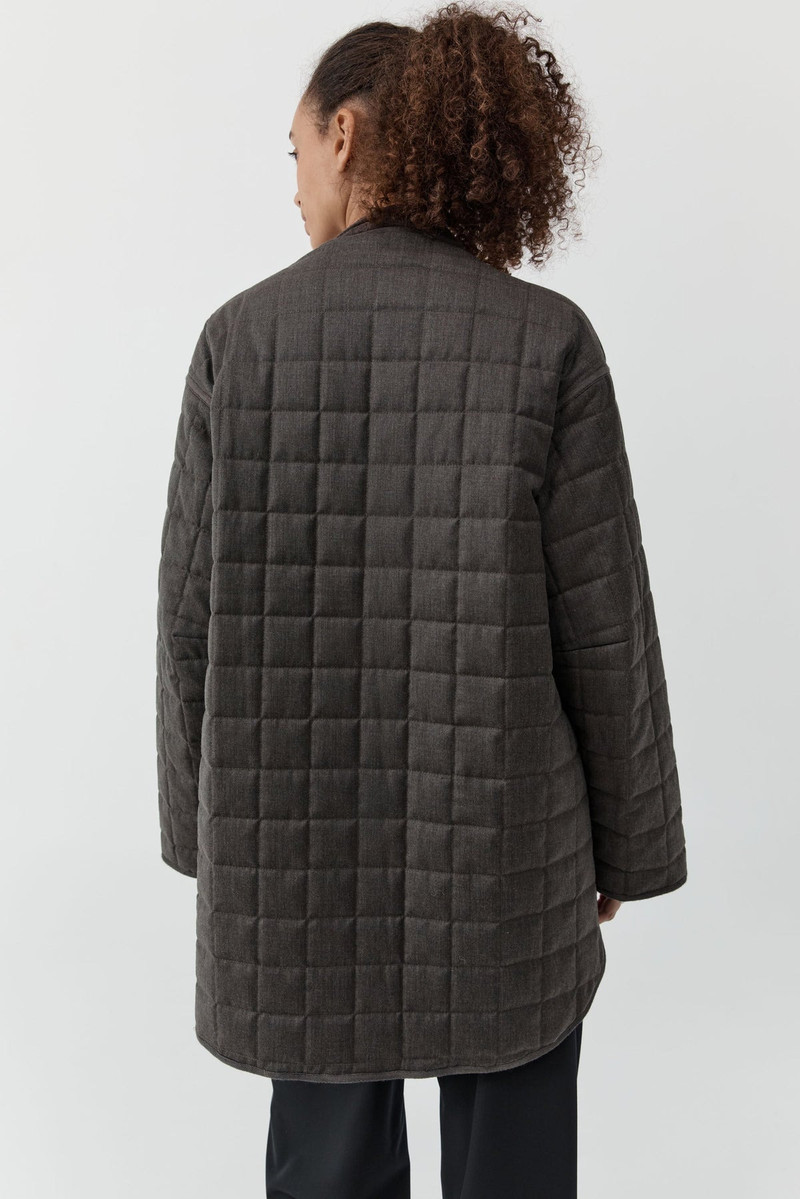 Wool Stitched Pillow Jacket - Mulch 9