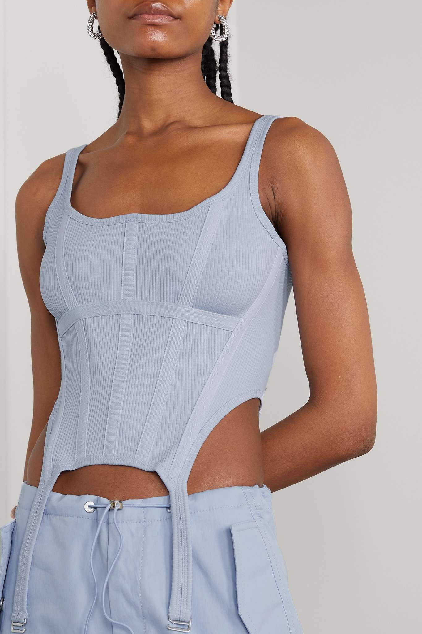 Combat canvas-trimmed ribbed stretch-cotton tank - 3