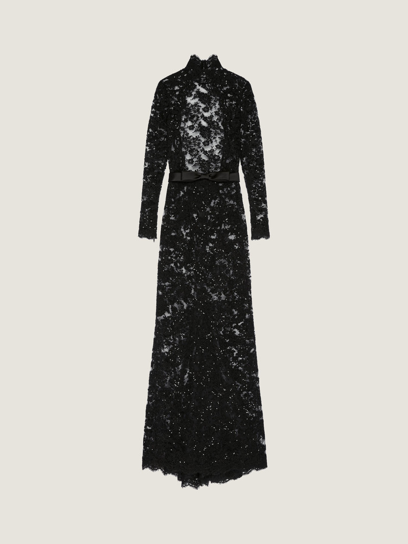 LONG EVENING DRESS IN FLORAL LACE AND SEQUINS 1